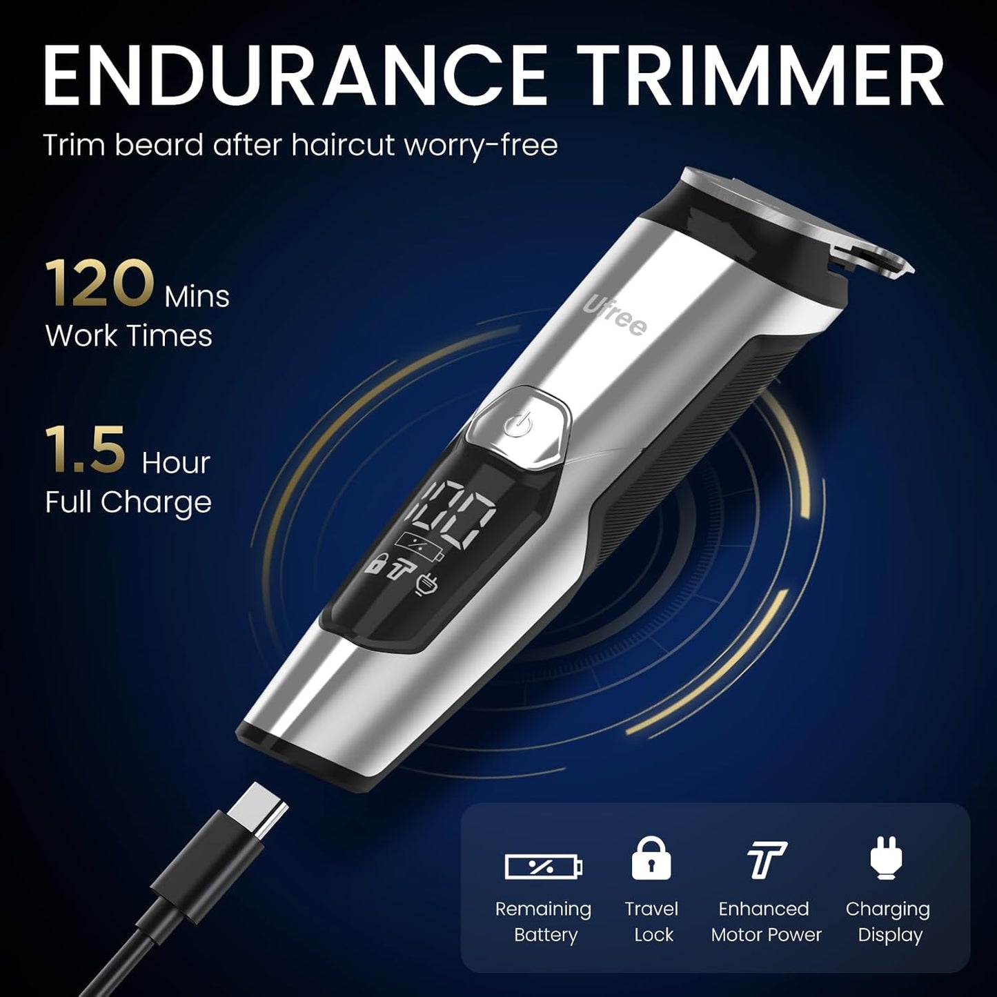 Ufree 3-in-1 Beard Trimmer Kit, Men's Electric Shaver Razor for Mustache Body Nose Facial Hair, Professional Hair Trimmer, Rechargeable Clippers, Waterproof Beard Grooming, Birthday Gifts for Men