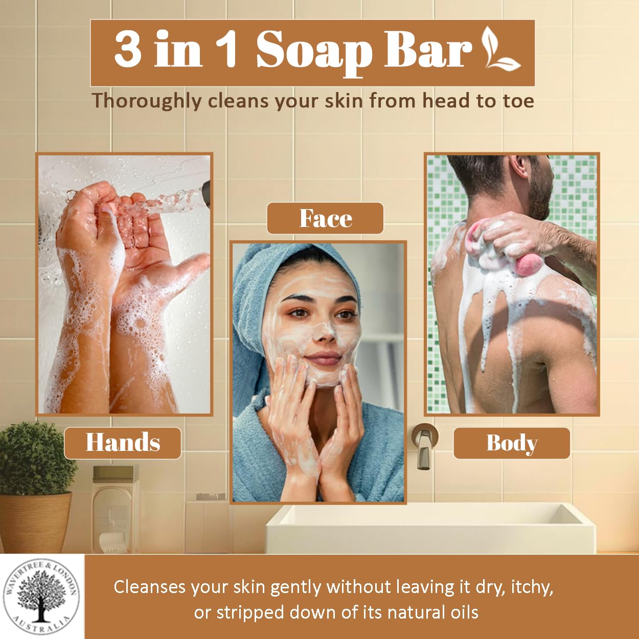 Wavertree & London Sandalwood & Patchouli Scented Natural Soap Bars (Pack of 8), 7oz Moisturizing French Triple Milled Soap Bars enriched with shea butter, Plant Based Safe for All Skin Types