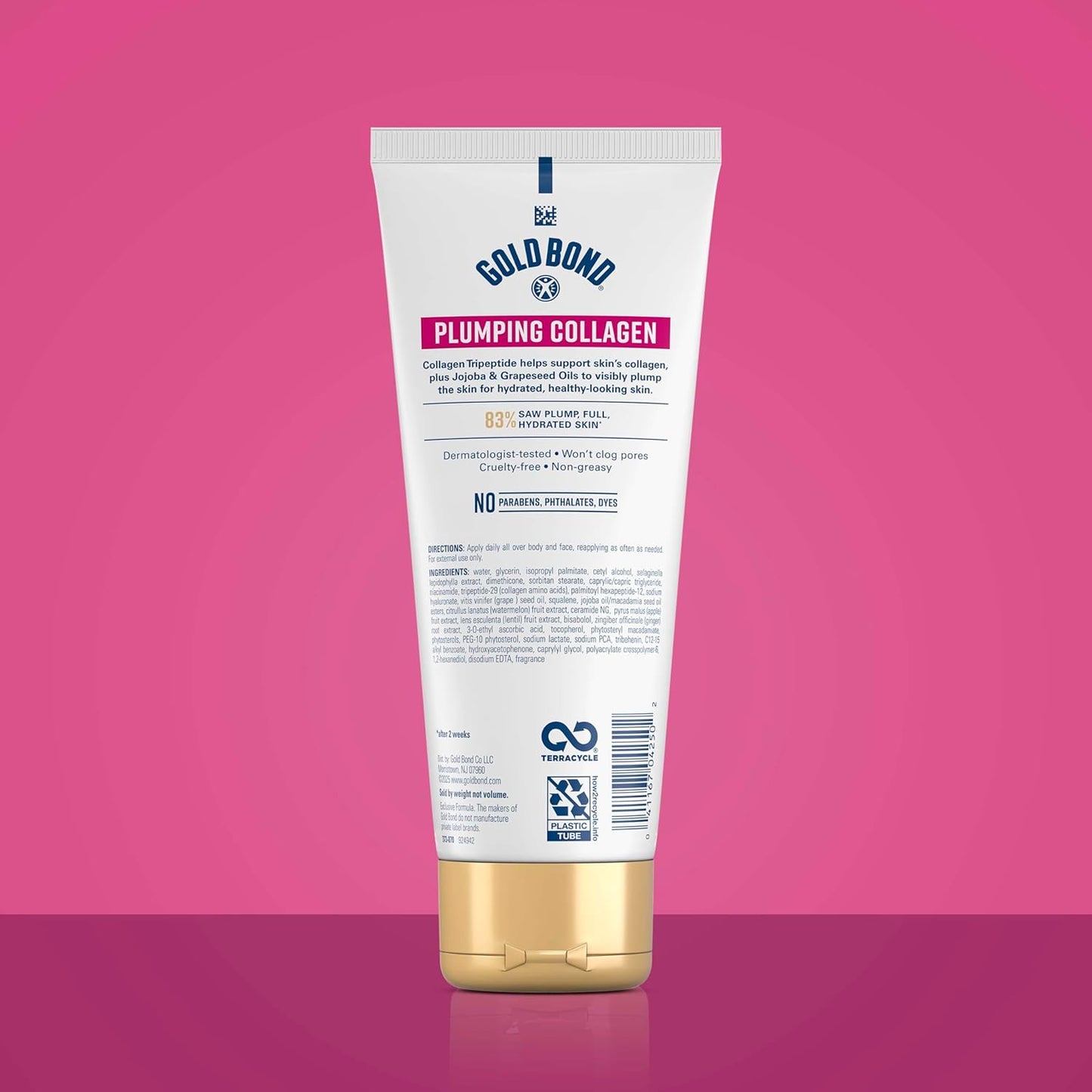 Gold Bond Plumping Collagen Body and Face Serum Lotion, Lightweight Hydrating Moisturizer with Collagen Peptide Complex, Jojoba and Grapeseed Oils to Visibly Plump Skin, Cherry Blossom Scent, 8 oz