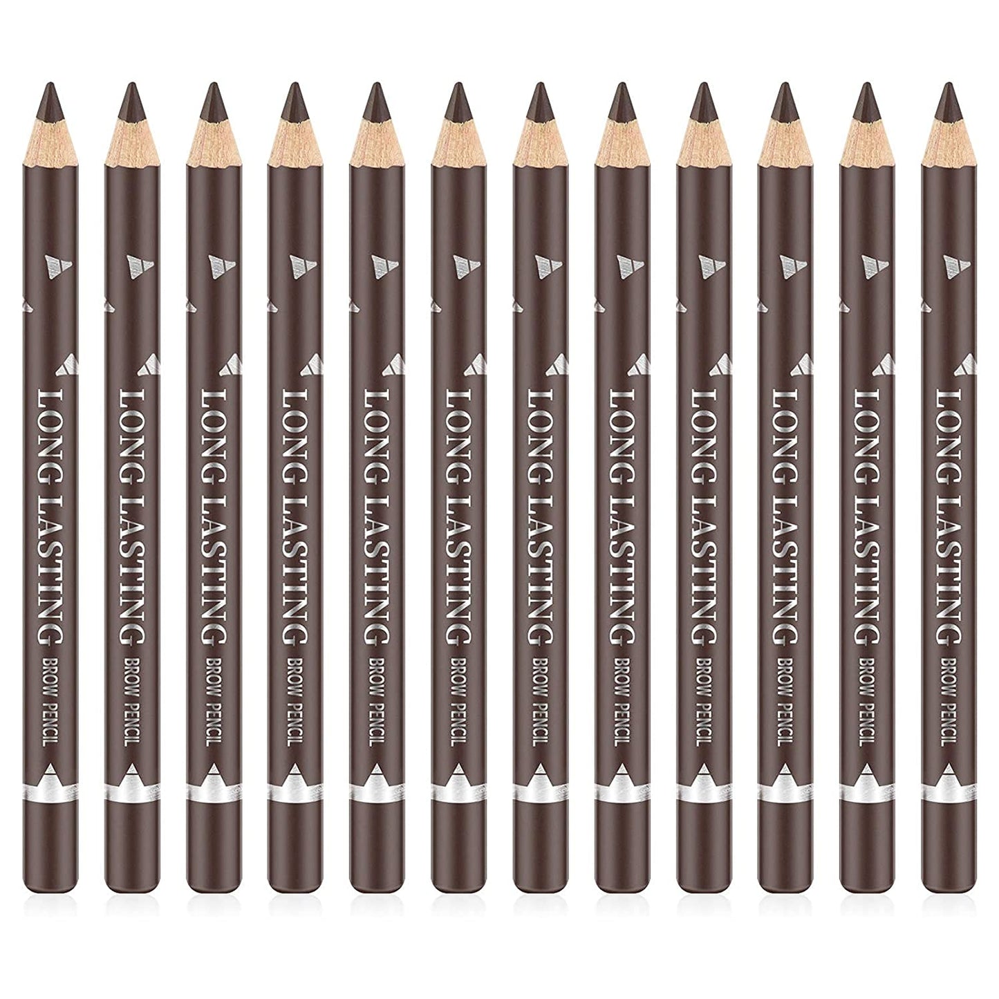 Go Ho 12 PCS Dark Brown Eyebrow Eyeliner Pencils,Sweatproof Eyebrow Pencil,Long-lasting Nice Color Eye Brow Gel Pen Makeup Brow Tint Sticks（Dark Brown）