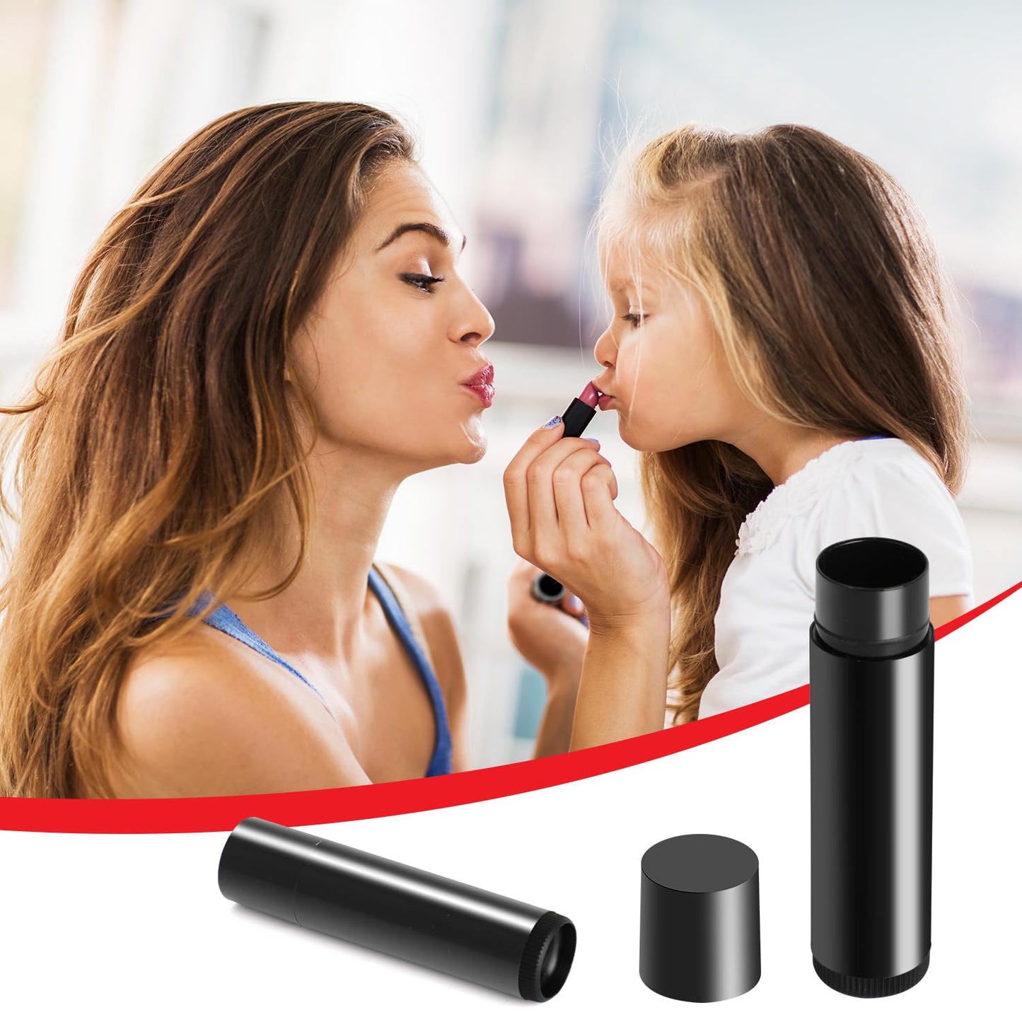 25PCS 5.5g Empty Lip Balm Tubes, Plastic Lip Balm Gloss Containers, Refillable Rotatable Deodorant Containers for DIY Lip Gloss Balm, Lipsticks, Solid Perfume, Black