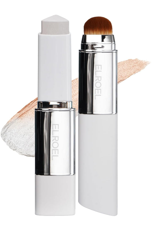 Blanc Cover Cream Stick V White - Korean Color-Changing Foundation Stick with Volufiline - Medium to Full Coverage Dewy Finish Base Makeup - Dual-Ended with Detachable Brush (200 Fair)