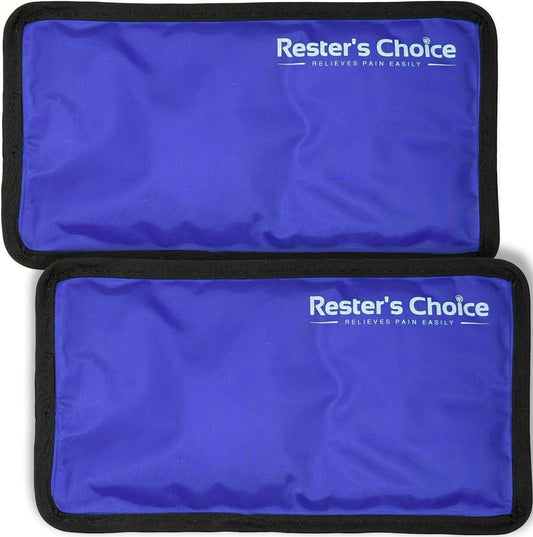 Rester's Choice Gel Cold & Hot Packs (2-Piece Set) Medium 5x10 in. Reusable Warm or Ice Packs for Injuries, Hip, Shoulder, Knee, Back Pain – Hot & Cold Compress for Swelling, Bruises, Surgery