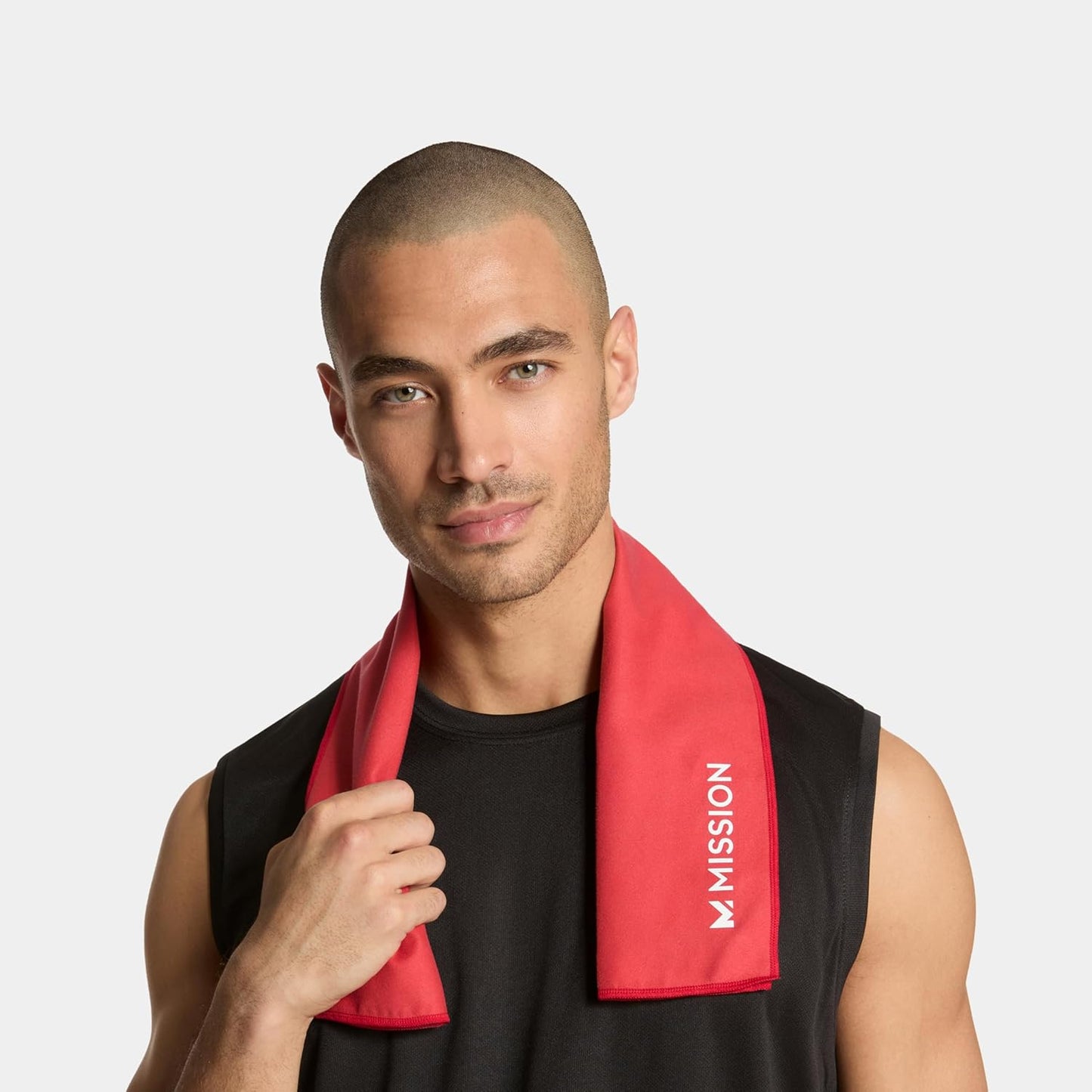 MISSION On-The-Go Cooling Towel - Soft, Lightweight Fabric - Cools Up to 2 Hours - UPF 50 Sun Protection - Machine Washable (Red)