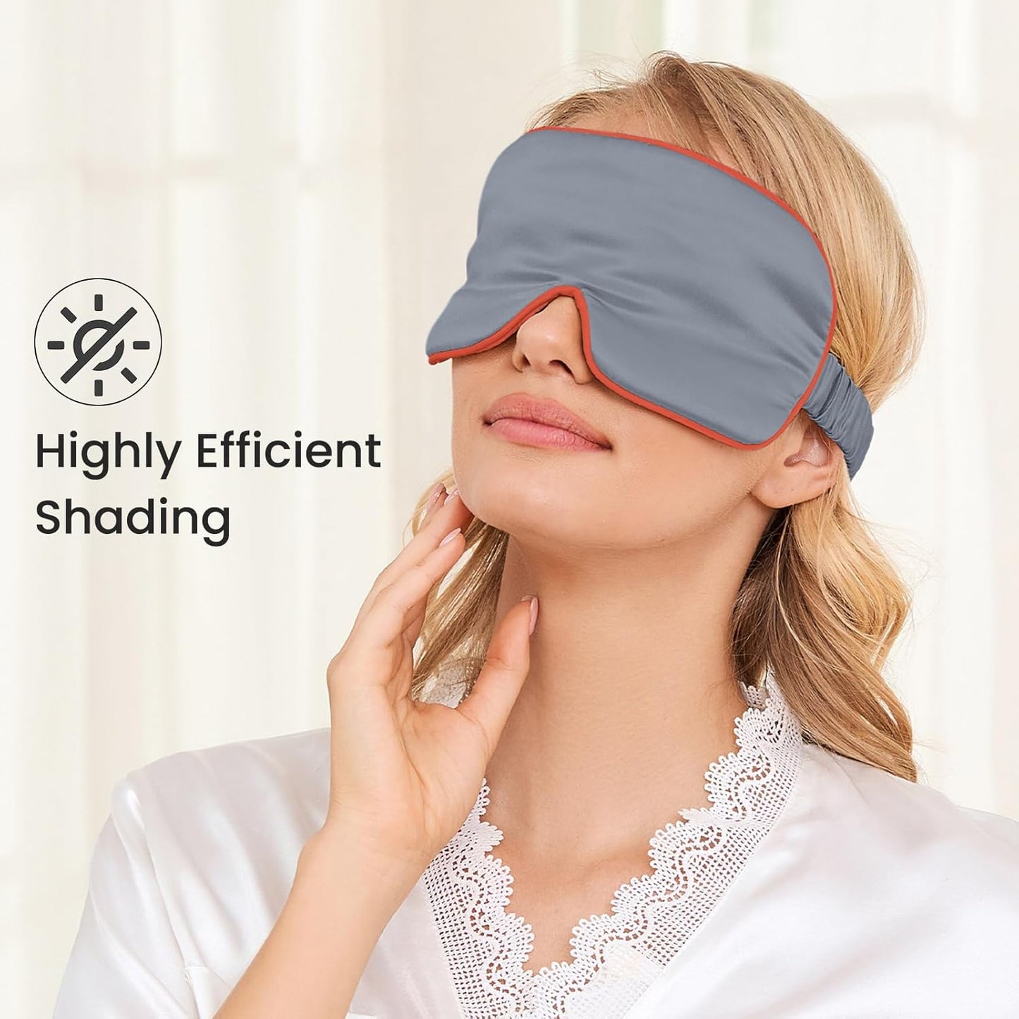 THXSILK 100% Mulberry Silk Sleep Mask, 6A Grade 25 Momme Eye Mask for Sleeping, Color-Blocking Blindfold, Soft Silk Eye Cover for Women, Men, Travel, Nap, Airplane(4×9inches, Foggy Blue)