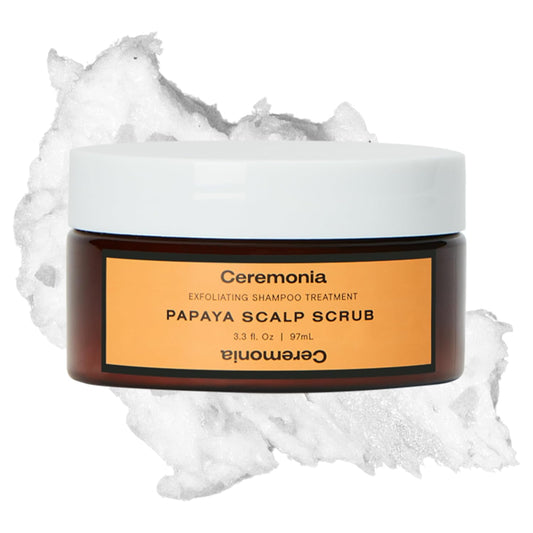 Ceremonia Papaya Scalp Scrub Exfoliating Shampoo Treatment with Papaya Enzymes Pink Salt Detox, 1.69 Fl. Oz. | 50 mL.