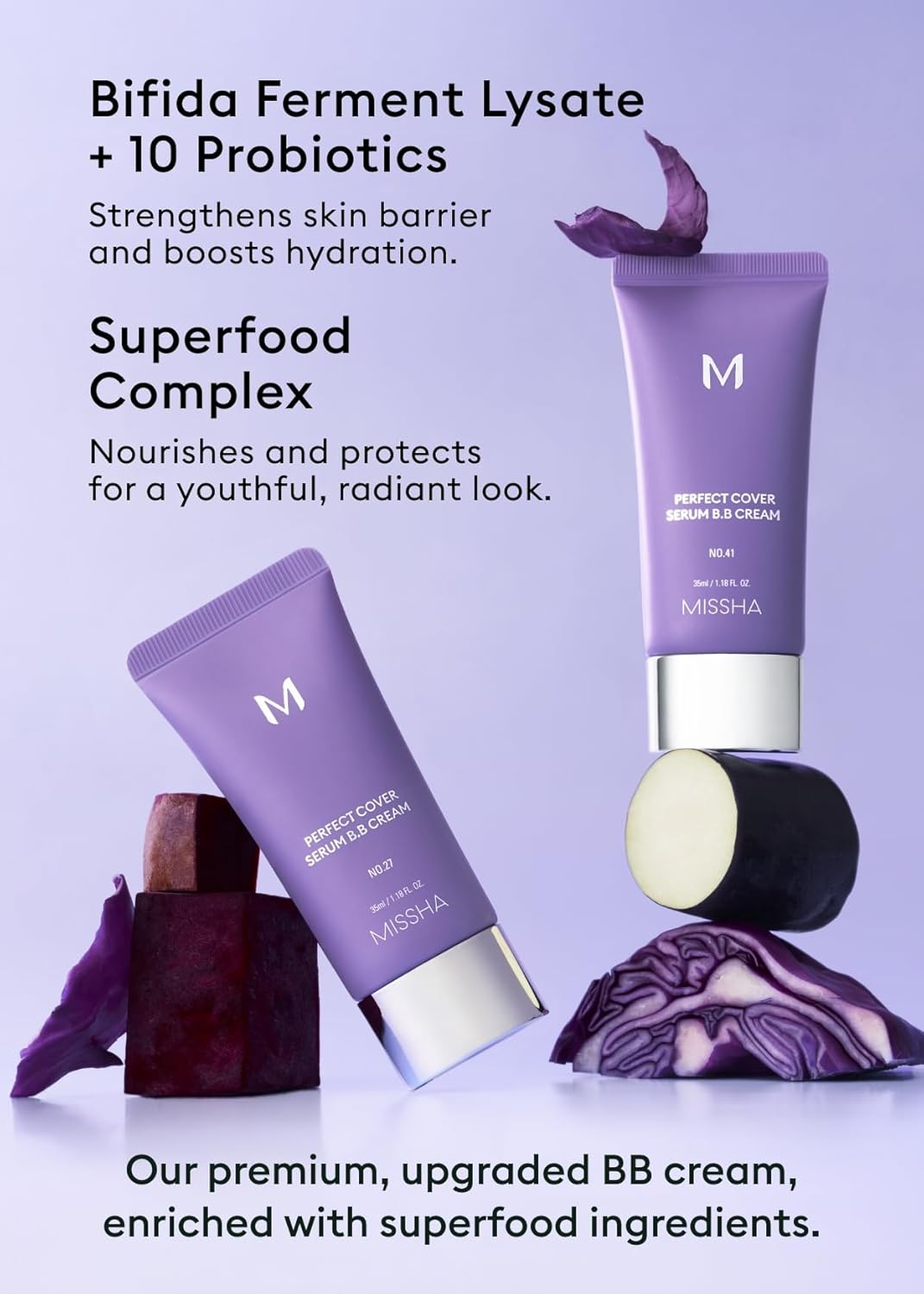 MISSHA M PERFECT COVER SERUM BB CREAM No.13 Light Fair- Fair with Cool Undertone, BB Cream by Cardi B Pick, Skin Tint, Tinted Moisturizer, Skin Care Foundation Makeup, Korean Makeup,1.18 Fl oz