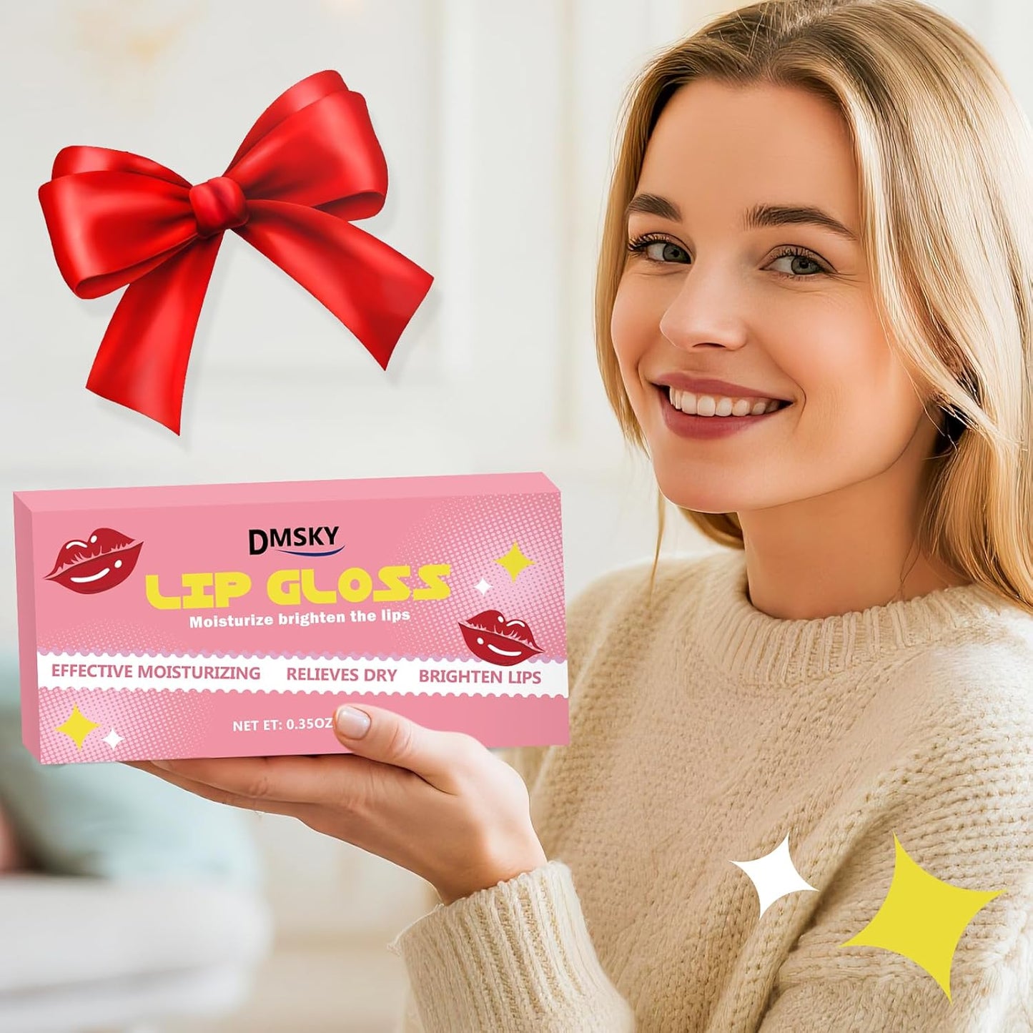 Dmsky 12 Pack Lip Gloss Set, 12 Colors Lip Oil for Dry Cracked Lips, Moisturizing Lip Balm Infused with Vitamin E for a Sheer Tint Of Color