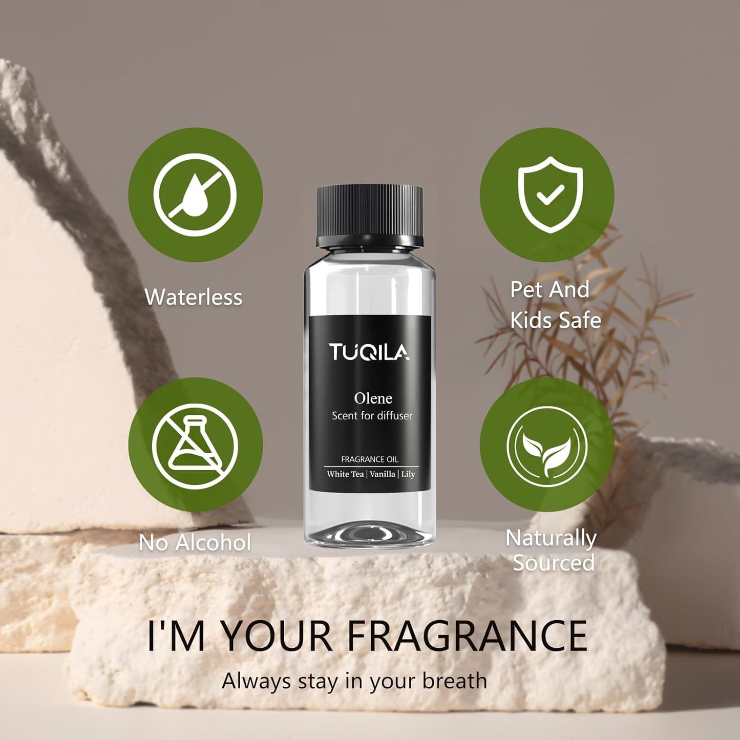 Waterless Diffuser Oil Olene, Essential Scent Oil Usage Cold Air Waterless Diffuser, Luxury Scents Oils Fragrance Bottle120 ML Home Natural Flavour