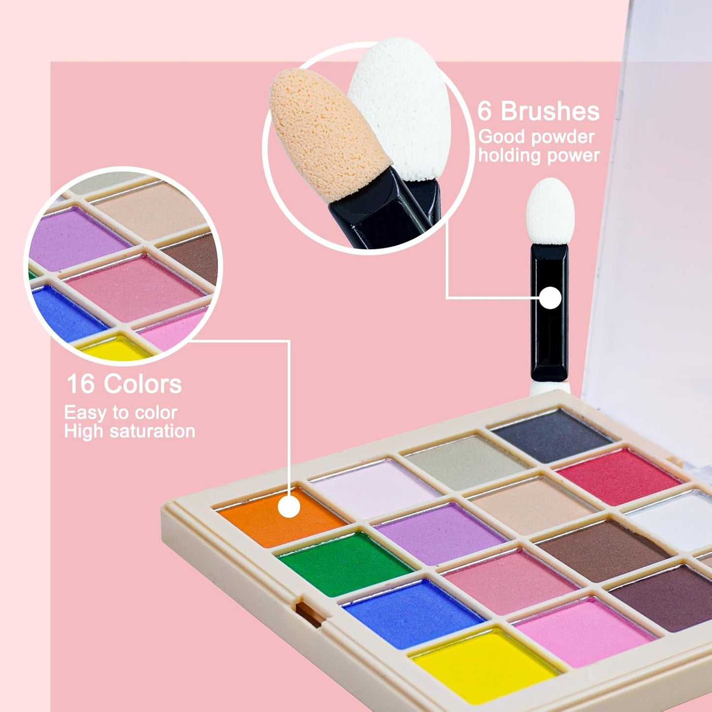 16 Colors Nail Pigment Powder Palette, Solid Pigment Powder for Nails Set Colored Nail Powder Pigmentos para Uñas, Professional Nail Art Palette Manicure DIY Accessories