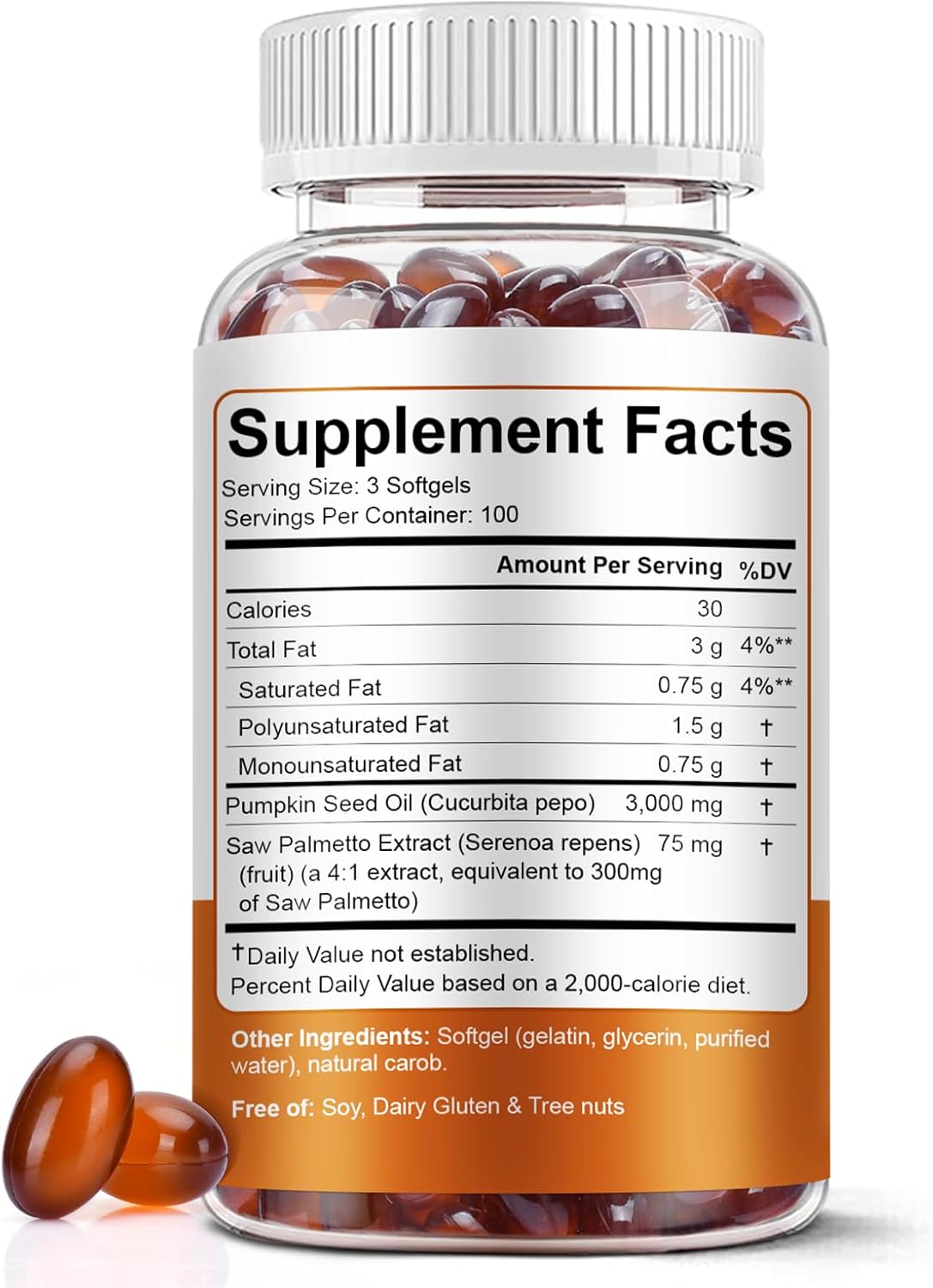 Pumpkin Seed Oil with Saw Palmetto Softgels, 3000mg Per Serving, 300 Softgels | Cold-Pressed with Essential Fatty Acids & Phytosterols | Supports Hair, Urinary, Bladder & Prostate Health | Non-GMO