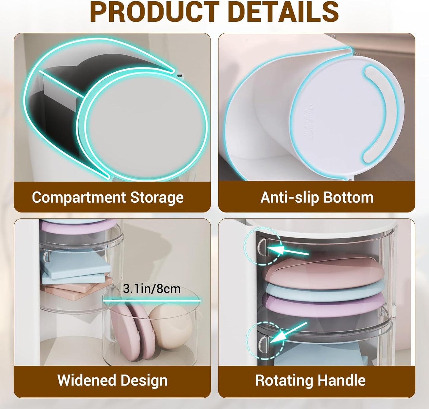 Hair Accessories Organizer with Hair Brush Holder, Rotatable Makeup Brush Holder for Necklaces, Earring, Bracelet, Ring, Makeup Brushes, Hair Clip and Hair Accessories (Pink, 2-Layer)