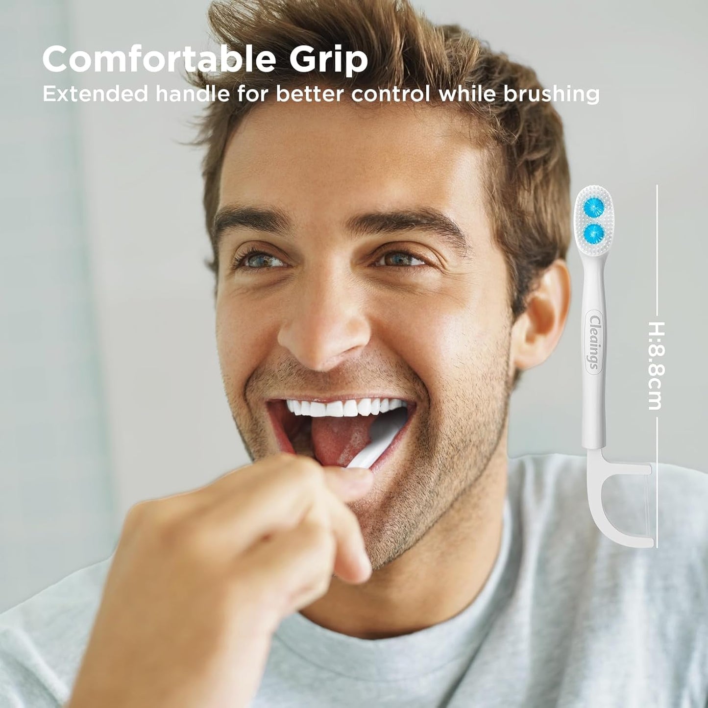 cleaings® Disposable Toothbrushes with Toothpaste - 4-in-1 Mini Travel Toothbrushes, Built-in Tongue Scraper, Floss & Picks for On-The-Go, Camping, Work (Mint)