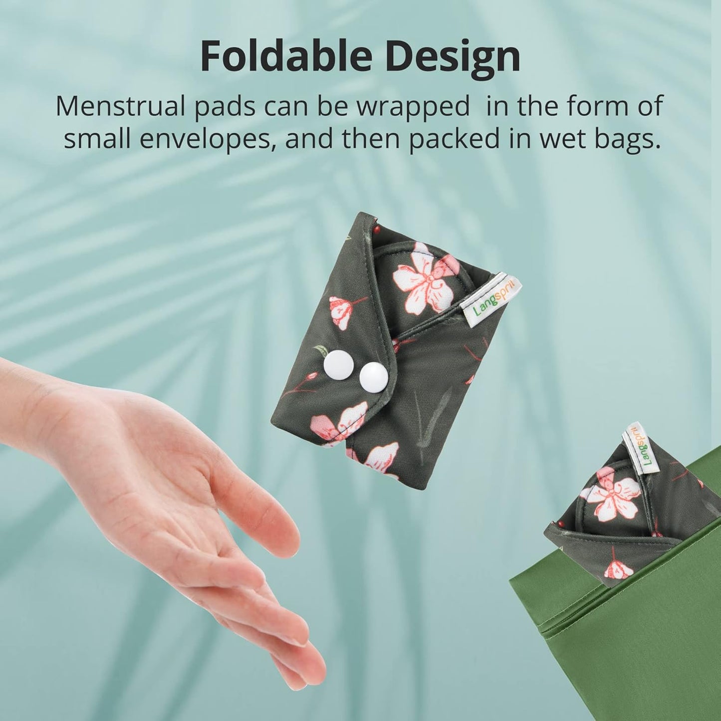 Langsprit Absorbent Reusable Menstrual Sanitary Pads/Washable Cloth Menstrual Period Pads,Reusable Panty Liners(Winter,L)