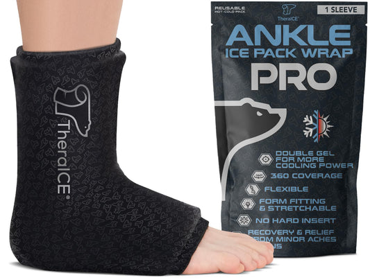 TheraICE Ankle Ice Pack Wrap PRO for Swelling & Sprained Ankle Brace for Women & Men, Cold Therapy Support Compression Socks, Plantar Fasciitis & Achilles Tendonitis Relief, Sore Feet & Heel