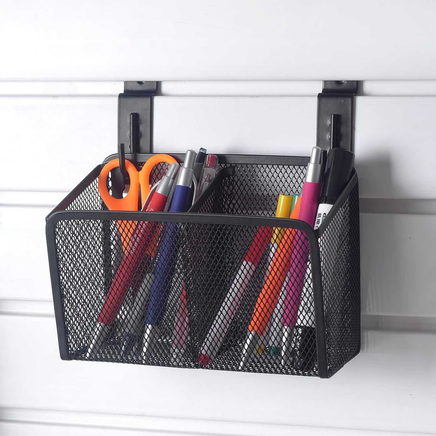 Wall Hanging Pencil Holder With Slatwall J Hooks Slatwall Pencil Cup Wall Mounted Pen Holder Wall Marker Holder Metal Pencil Holder For Paintbrushes Pegboard Classroom Home