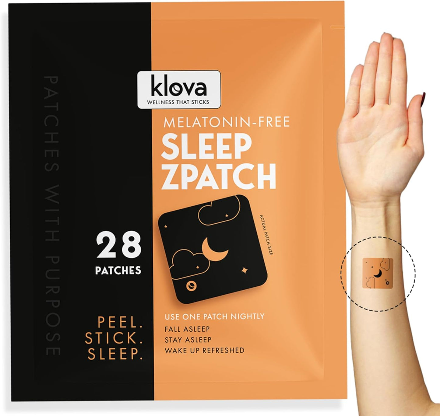 Klova Melatonin-Free Sleep Patches for Adults | Natural Sleep Aid with Ashwagandha, Valerian, GABA & L-Theanine | Fall Asleep Faster, Stay Asleep Longer & Wake Refreshed | 28 Patches