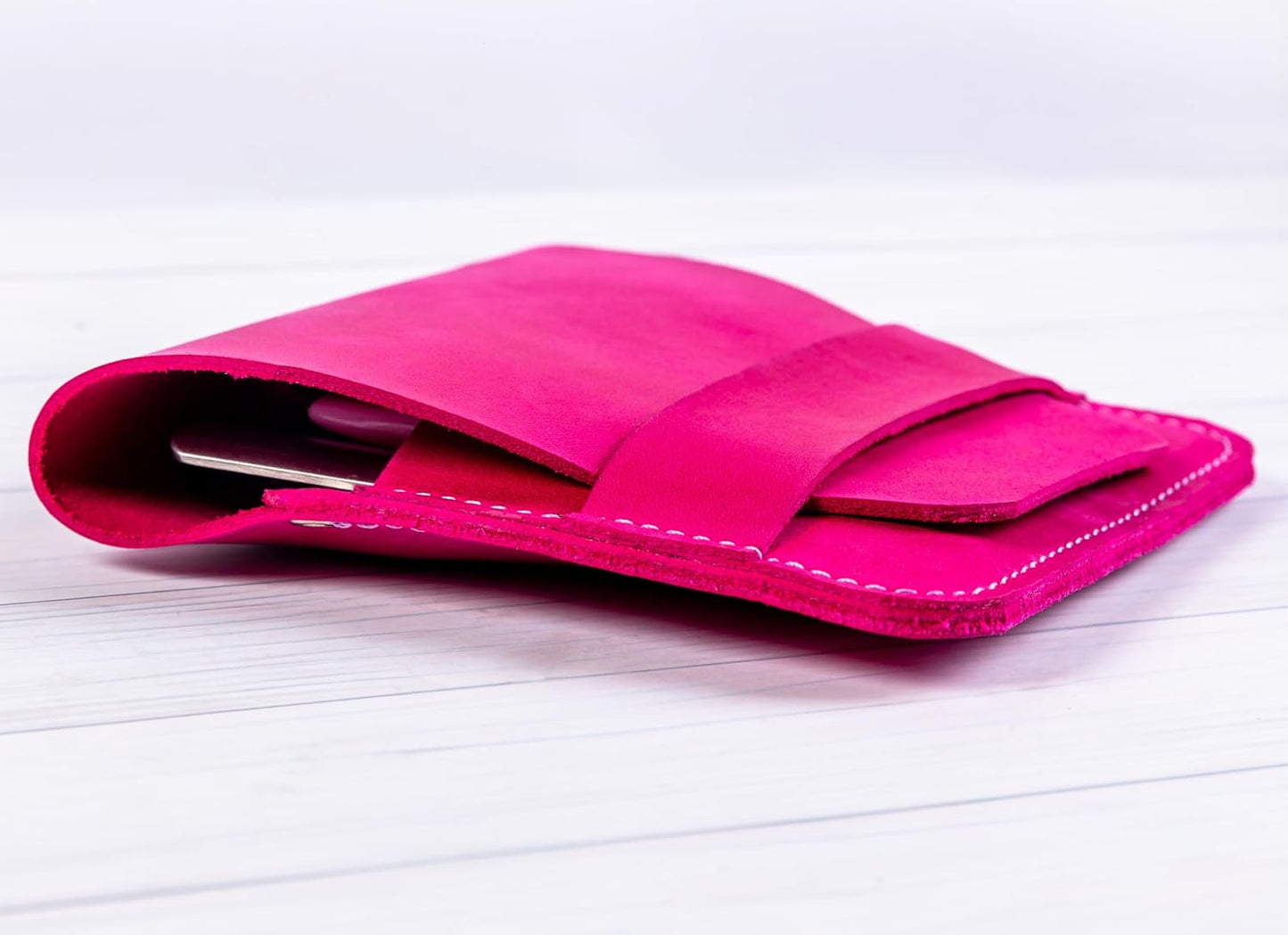 Leather Manicure Set Case Grooming Kit Organizer (Fuchsia)