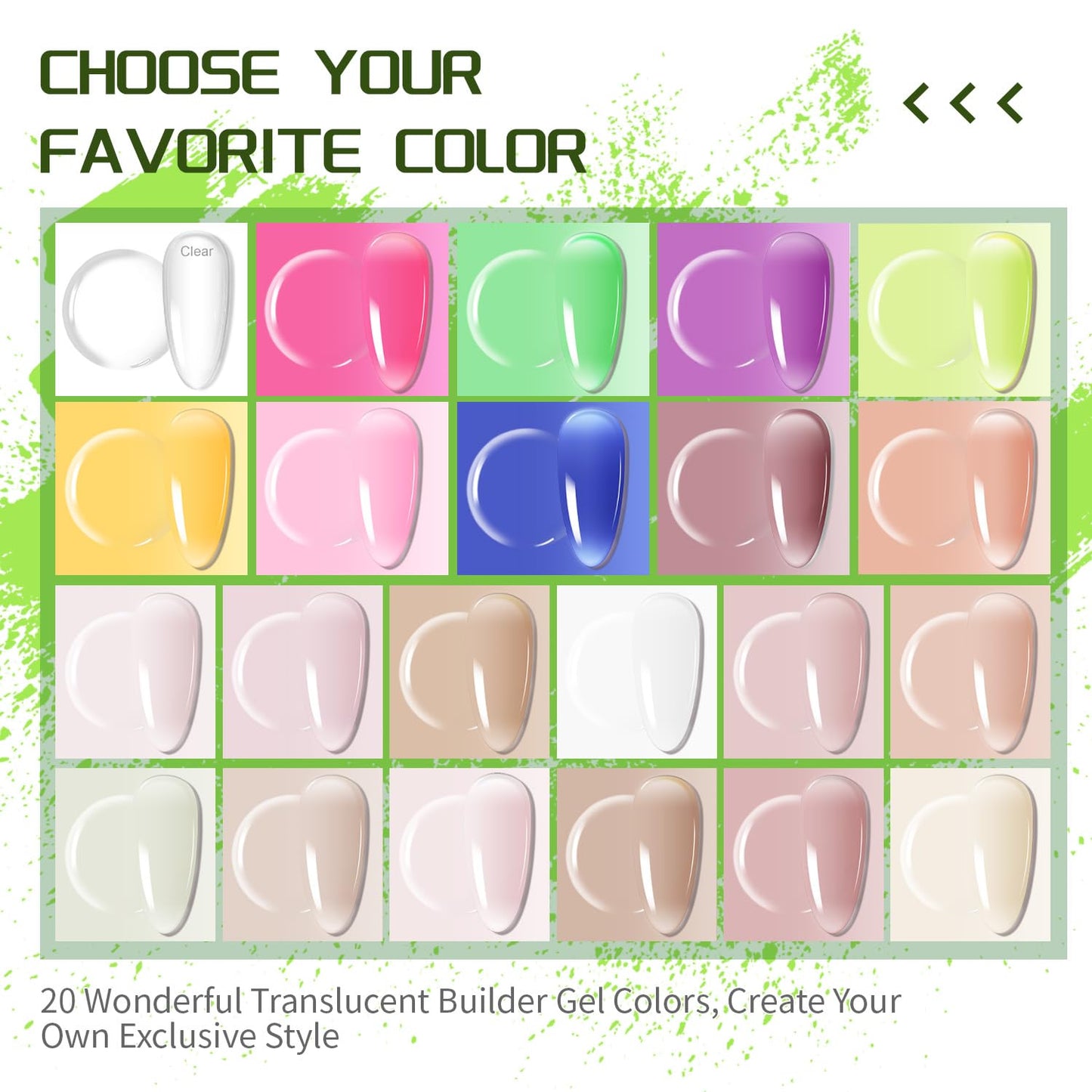 JODSONE Builder Color Gel Top Coat Base Coat Extension Gel 24 PCS Kit Long Lasting High Gloss Gift For Women