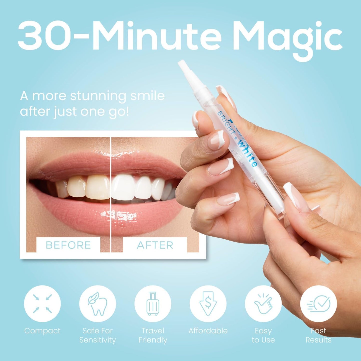 Venus Visage Award Winning Teeth Whitening Pen, 20+ Uses - Teeth whitening Gel Professionally formulated - Best Teeth whitening kit Teeth Whitener - Low Sensitivity (Mint) (0.07 Fl Oz (Pack of 4))