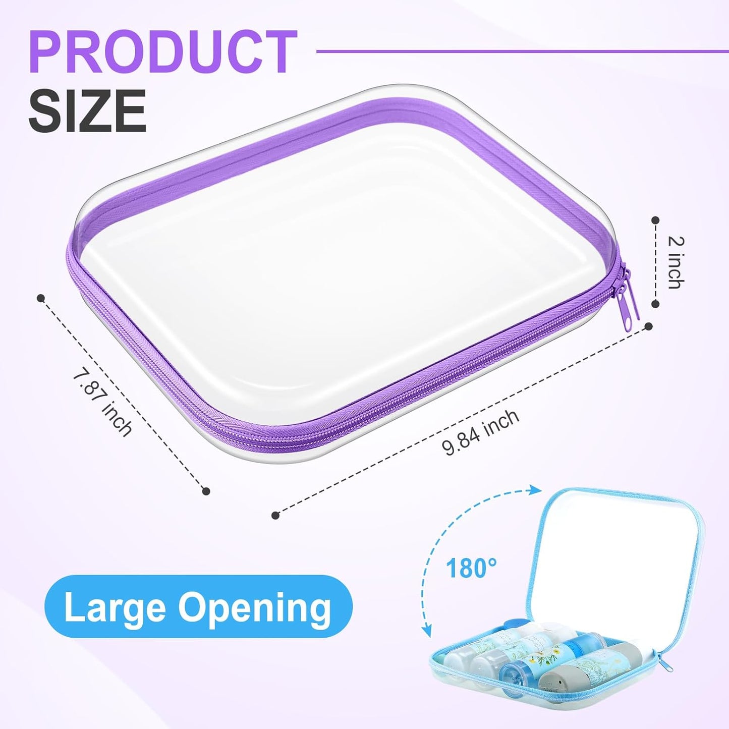 Hoolerry 3 Pcs Clear Hard Zipper Case Plastic Pouch Transparent Hard Case Clear Makeup Bag Portable Travel Organizer Bin for Cosmetics, Building Blocks, Puzzles (Multicolor,M)