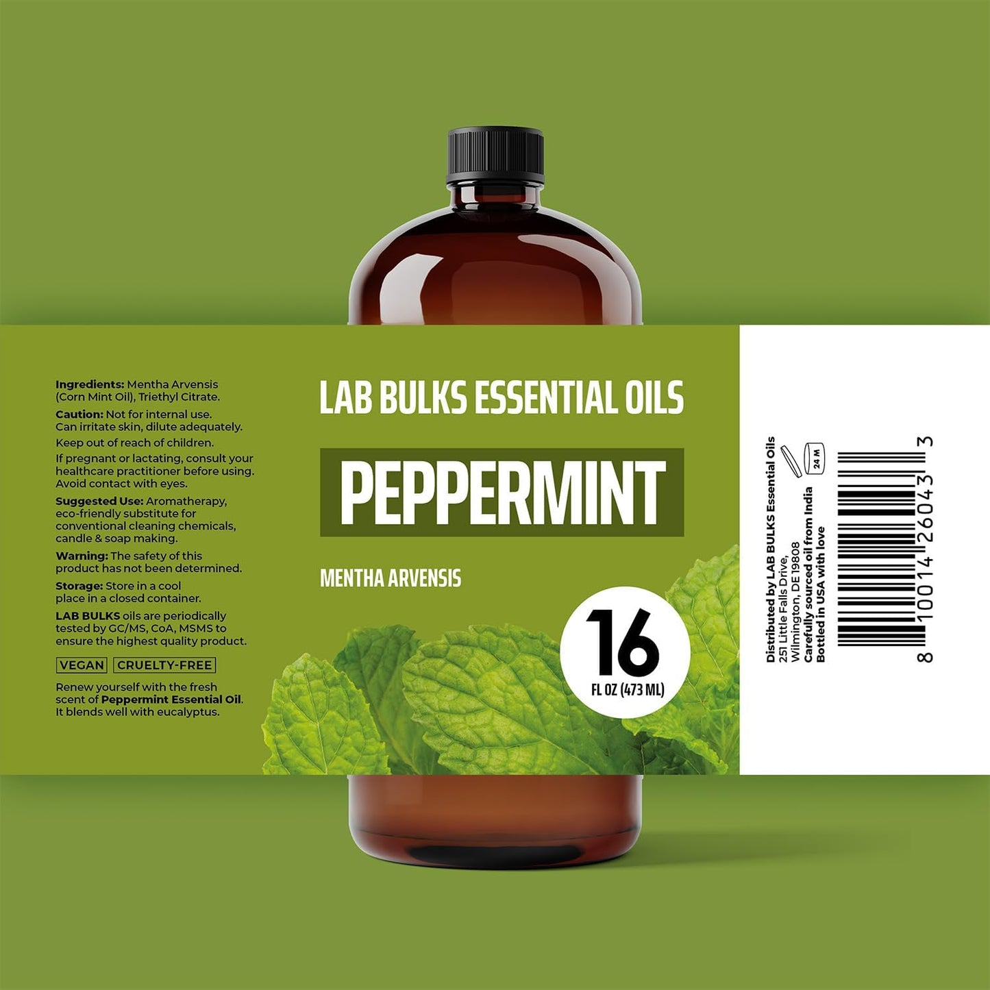 Peppermint Essential Oil, 16 oz Bottle for Diffusers, House Cleaning, Candles, 1 Pack, Aromatherapy Oil