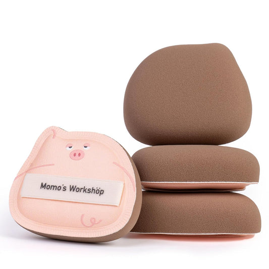 Sleepy Pig Puffs, Makeup Sponges Set, Dry&Wet Dual-Use Foundation Sponge - Hydrophilic Polyurethane, Expands 1.3x When Wet for Cream Foundation/Liquid Blush/Highlighter,2pcs Puffs & Storage Case