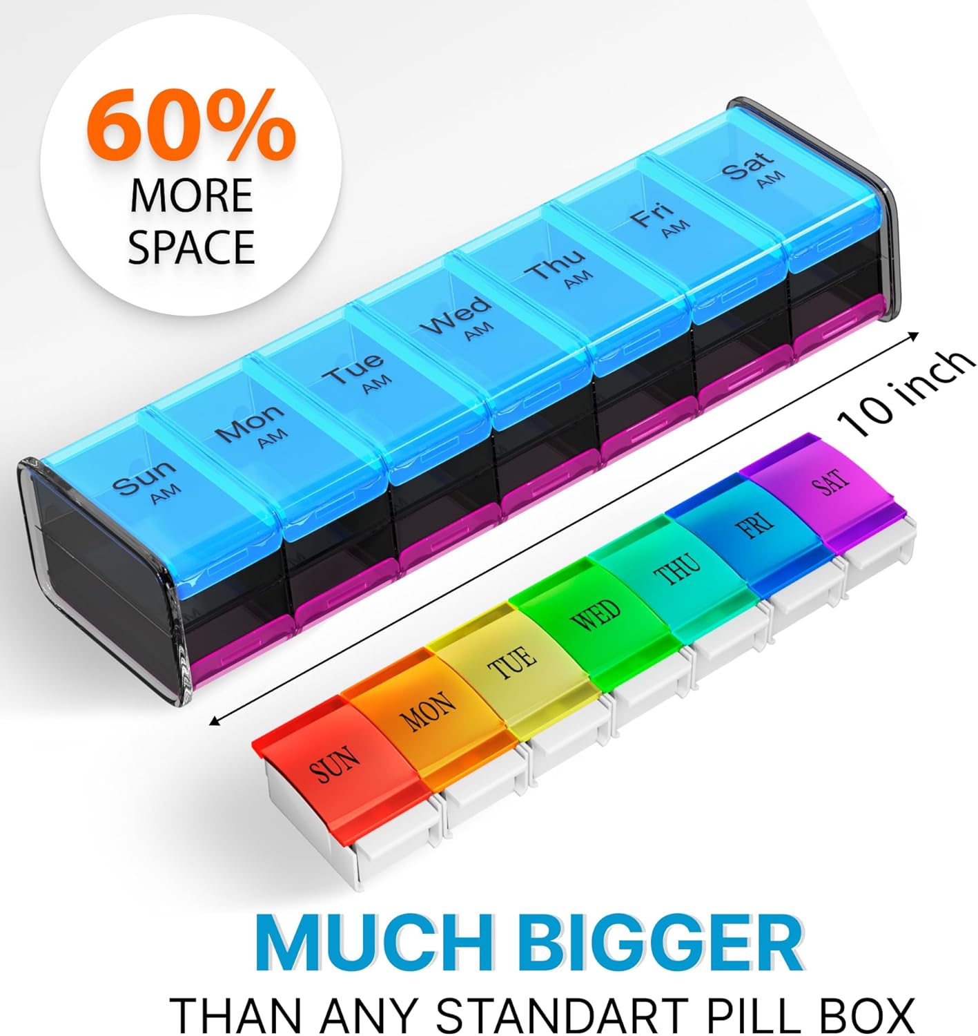 Extra Large Pill Organizer- XXL Pill Box 7 Day - Weekly Pill Organizer with AM PM Large Compartments Big Pill Case for Supplements Jumbo Pill Holder for Vitamins Huge Medicine Organizer 2 Times a Day