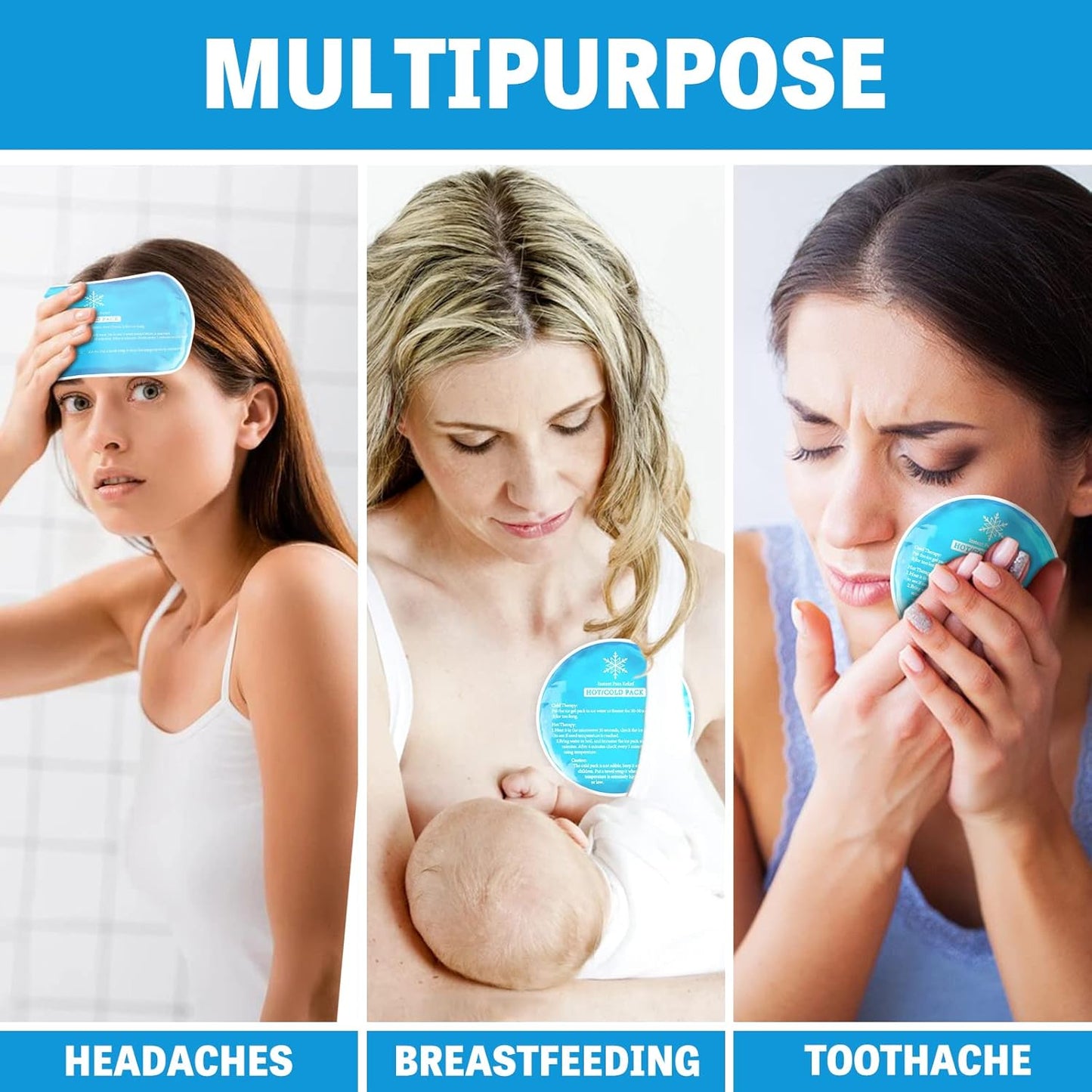 Tutmyrea Ice Packs for Injuries Reusable, 8 Pack Soft Gel Pack, Hot and Cold Compress, Ice Pack for Kids Boo Boo, Cold Packs for Injuries, Migraines, First Aid, Pain Relief, Wisdom Teeth