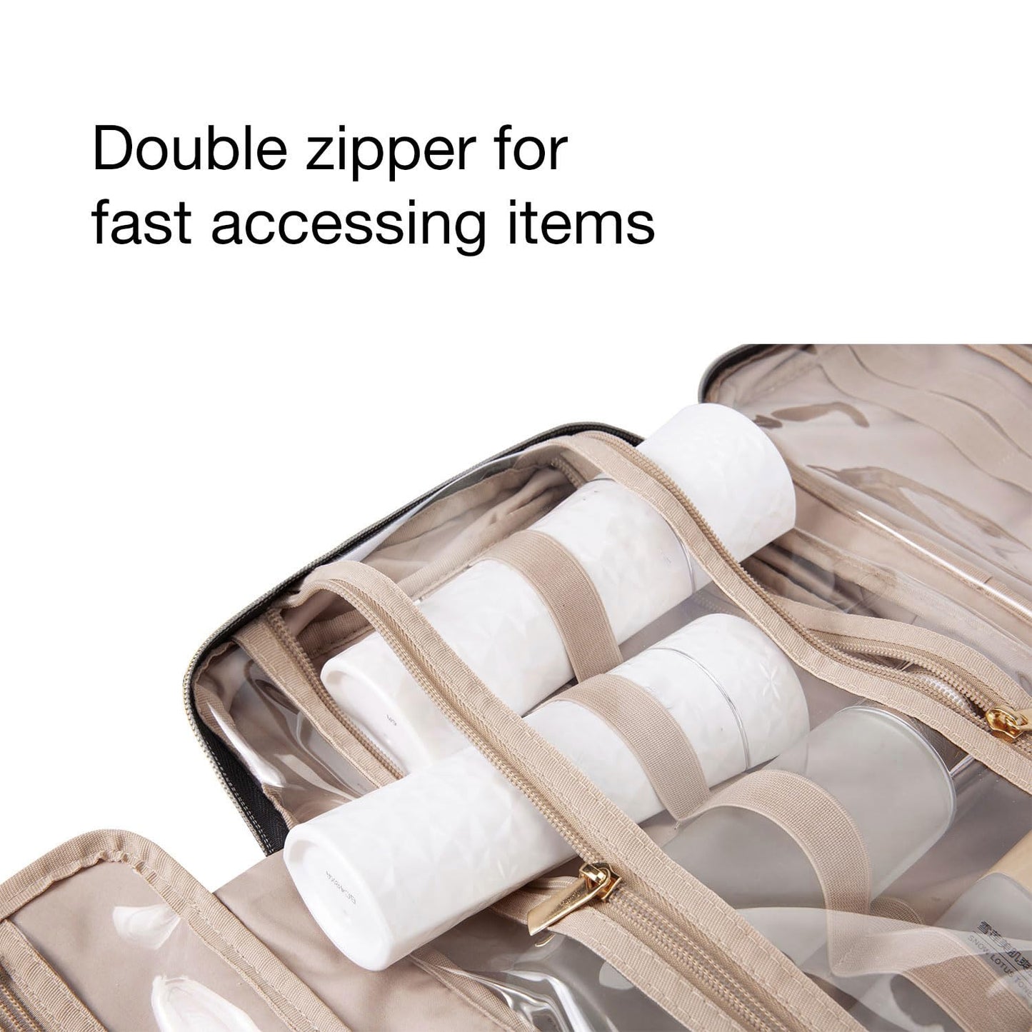 BAGSMART Toiletry Bag Travel Bag with Hanging Hook, Water-resistant Makeup Cosmetic Bag Travel Organizer for Accessories, Shampoo, Full Sized Container, Toiletries (Purple, Large)