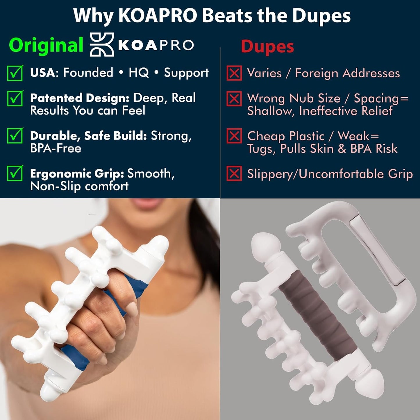 KOAPRO Facia Blaster for Cellulite and Sore Muscles – Large, Full Body Manual Trigger Point Massager for Deep Tissue Relief on Back, Neck, Legs, Myofascial Release Tool Alleviates Tension and Aches