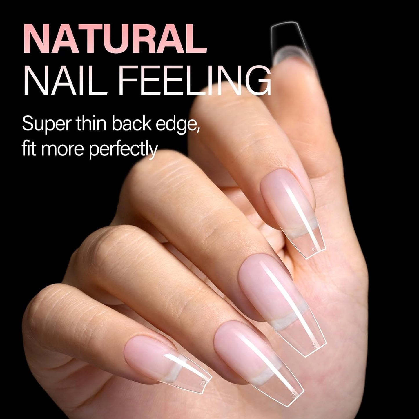 AILLSA Long Coffin Nail Tips - 450pcs Thickened Pre-shaped False Nail Tips Half Matte Nails Tips, Acrylic Fake Nails Extension for Home Salon DIY