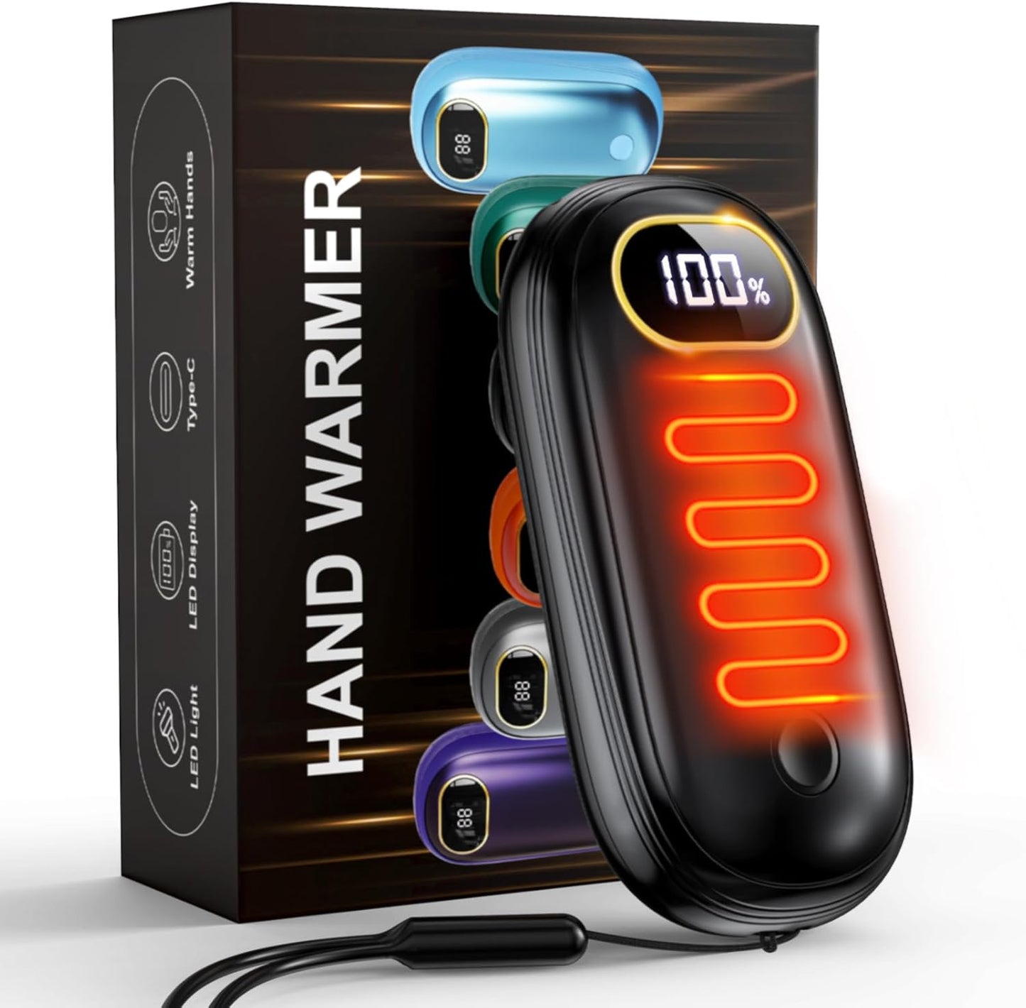 Hand Warmers Rechargeable - Electric Hand Warmers Rechargeable 2 Pack Heat Up to 131℉ with 18Hrs Warmth, Electronic Portable Pocket Heater for Golf Raynauds Camping, Gifts for Women Man