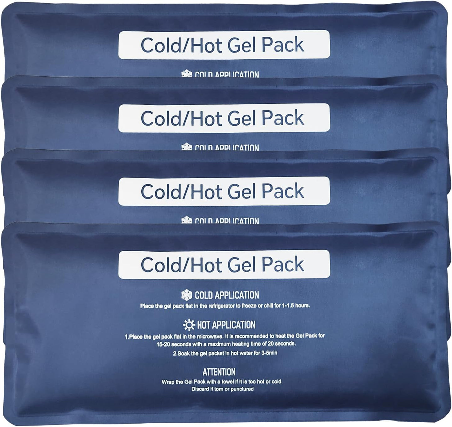Hot & Cold Gel Packs for Pain Relief 4PCS 4x9 Inch Ice Packs Reusable Blue Cold Packs for Swelling, Bruises, Injuries, Surgery, Toothache (4 Pack)