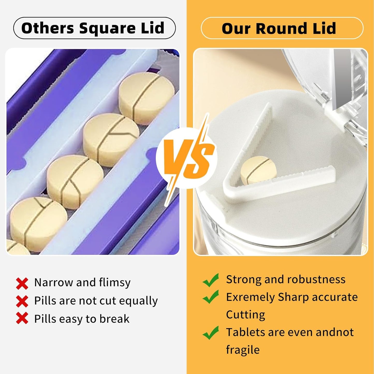 4-in-1 Pill Crusher and Pill Cutter,Pill Crusher Fine Powder,Pill Cutter for Small or Large Pills,Vitamins, Tablets, Stainless Steel Blade, Removable Drinking Cup