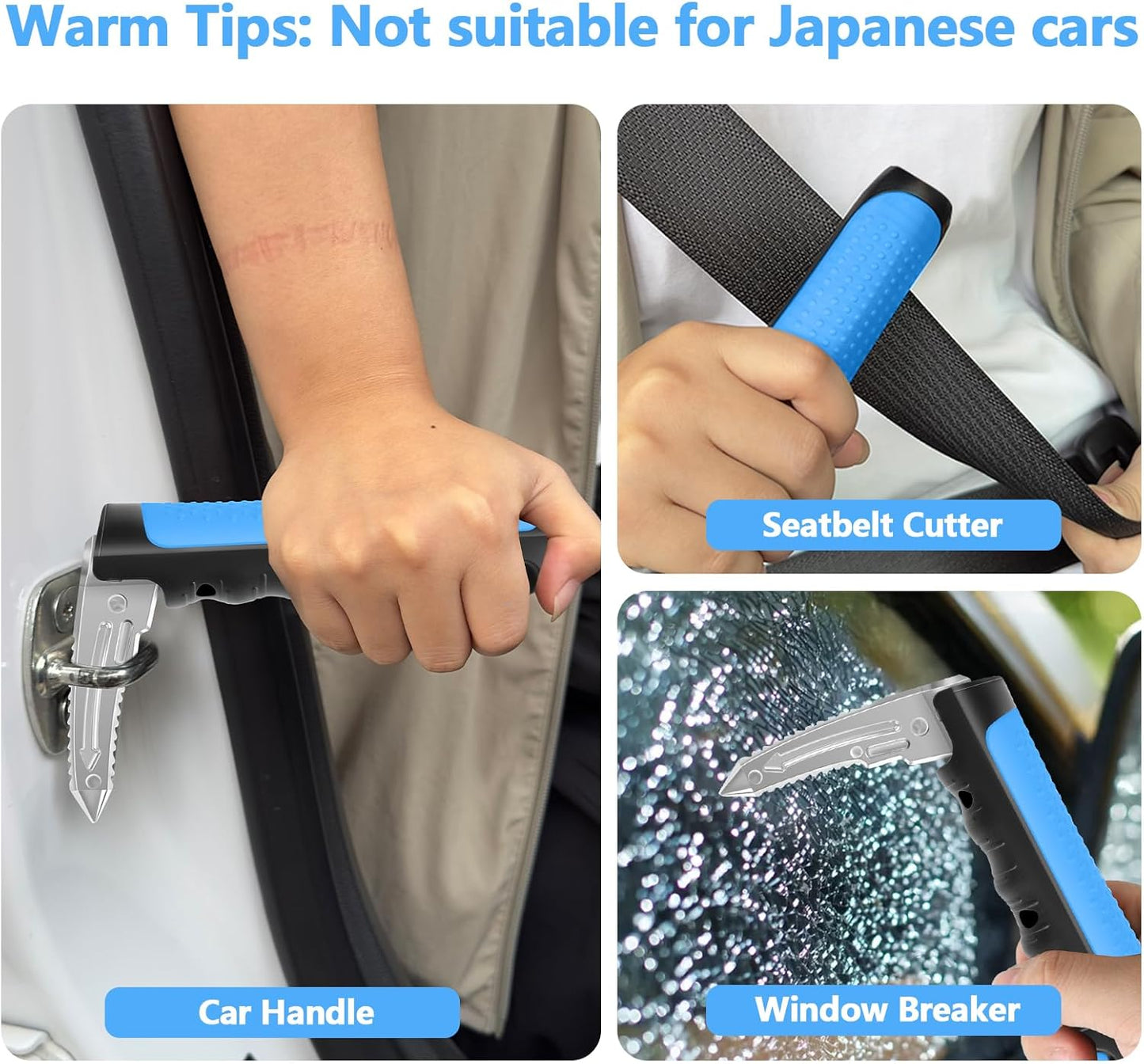 Car Door Handle for Elderly - 2025 New 3-in-1 Car Handle Assist, 2 Pack Auto Cane Portable Vehicle Support Handle Door Assist Bar, Max Load 500 Lbs, Anti-Slip Design (Blue-2-Pack Car Handle)