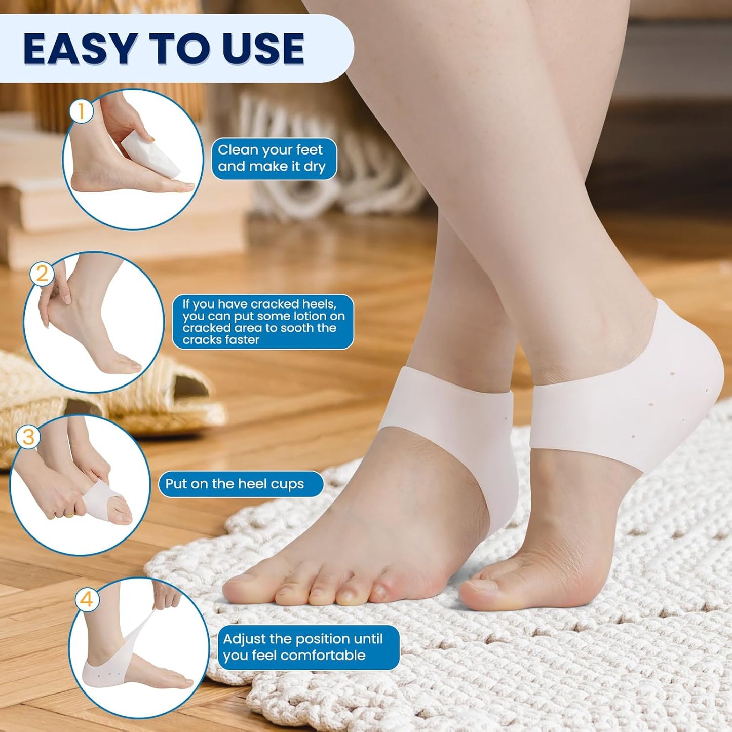 Plantar Fasciitis Gel Heel Protectors - 3 Pairs Heel Cups for Women & Men Heels Pain Relief - Heel Pads Cushions for Achilles Tendonitis Dry Cracked Heel Support Cushion