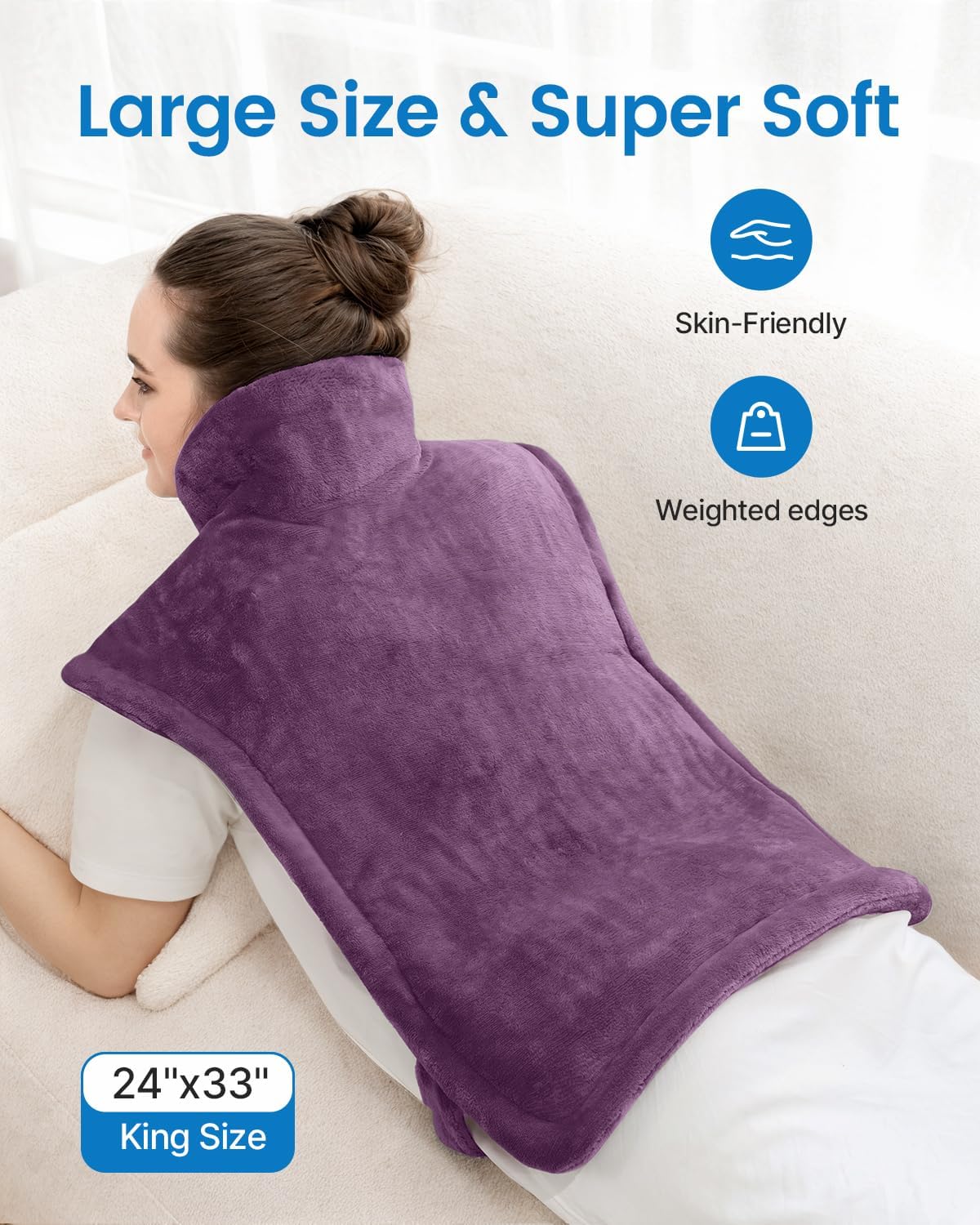 RENPHO Heating Pad for Neck and Shoulders and Back Pain Relief, Birthday Christmas Gifts for Men Women Mom Wife Seniors, FSA Eligible Items, Electric Heat Pad, ETL Certified, 24"x33", Purple