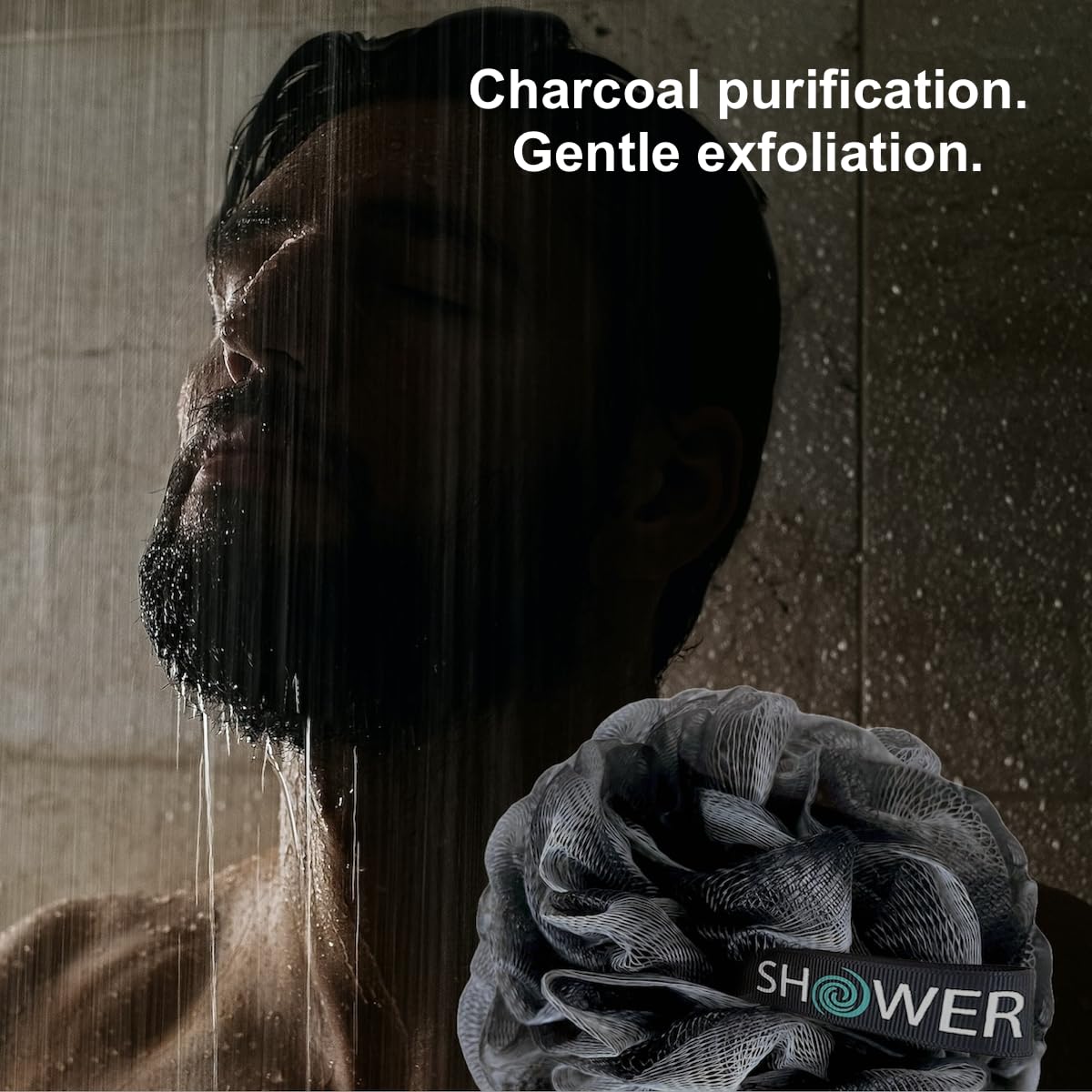 SHOWER BOUQUET Loofah-Charcoal Back-Scrubber 2-Pack // Long-Handle Bath-Sponge Brush/Extra Large Soft Mesh Loofa-Lufa-Loufa for Men & Women - Exfoliate with Full Pure Cleanse in Bathing Accessories