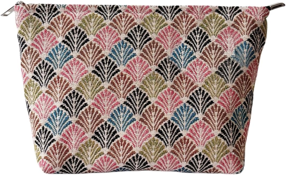 Diamond-Shaped Makeup Bag for Women,Travel Make up Bag with Zipper Lining, Canvas Makeup Pouch for Purse, Cosmetic Pouch for Toiletry, Cosmetic, Sunscreen, Hygiene, Skincare, SPF, Medicine, Sunblock