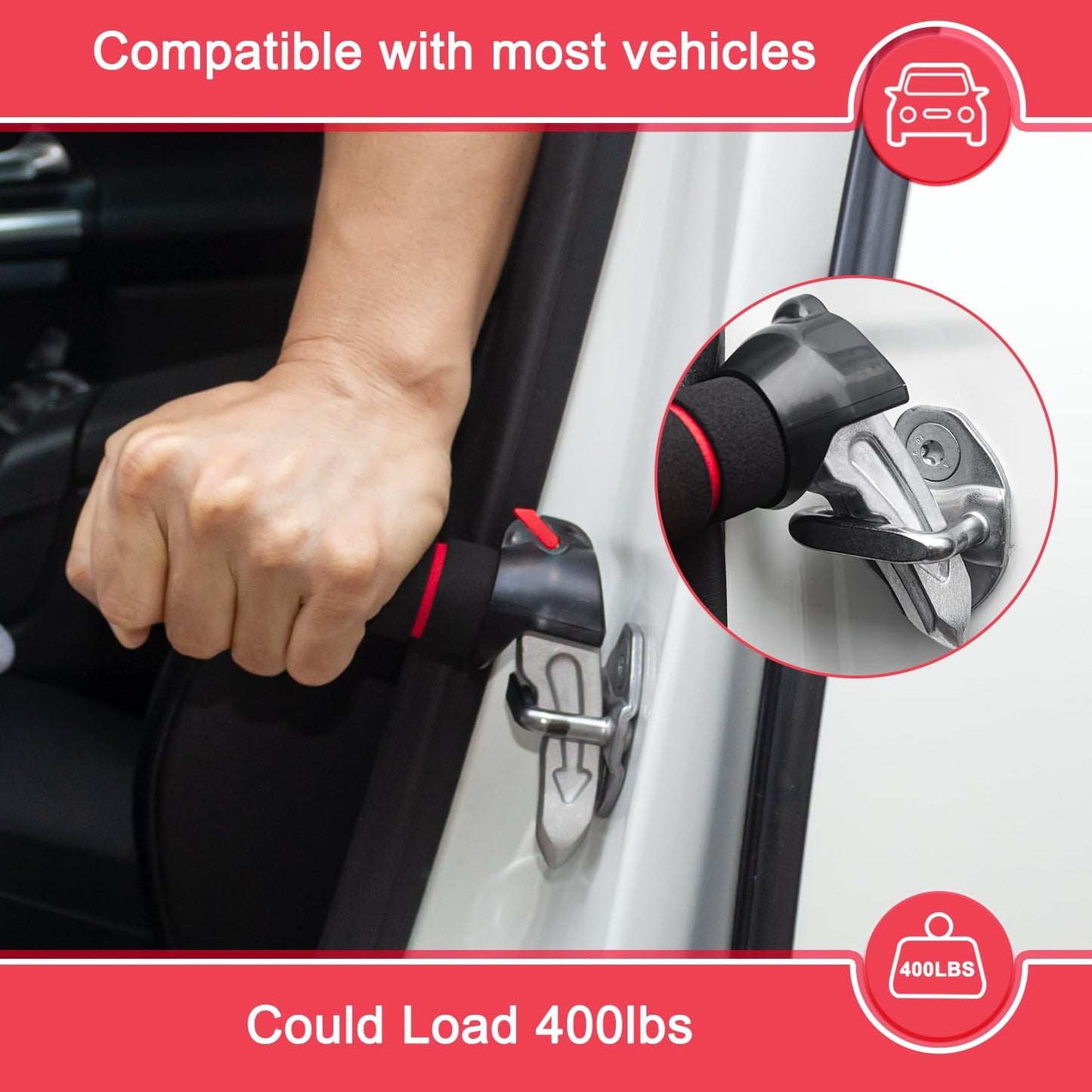 EVEME 2 Pack Car Door Handle for Elderly Car Handle Assist Support Multifunction Door Latch for Seniors and Handicapped