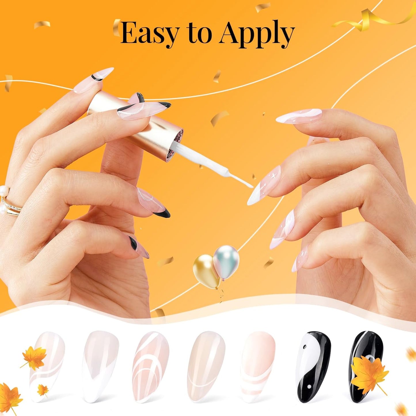 beetles Gel Polish Swirl Nail Art White Gel Liner Nail Polish 1 pcs 7ml Classic White Color Nails Art Paint for Thin French Tip Line Soak off Uv Lamp Manicure Salon