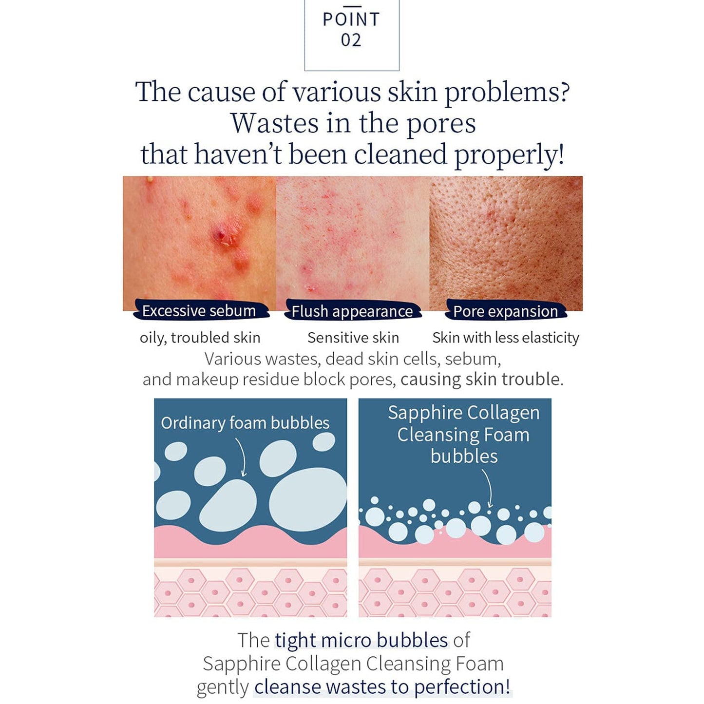 WELLDERMA Sapphire Collagen Cleansing Foam, 150mL – Gentle Facial Cleanser with Hydrolyzed Collagen & Glycerin, Moisturizing Creamy Lather