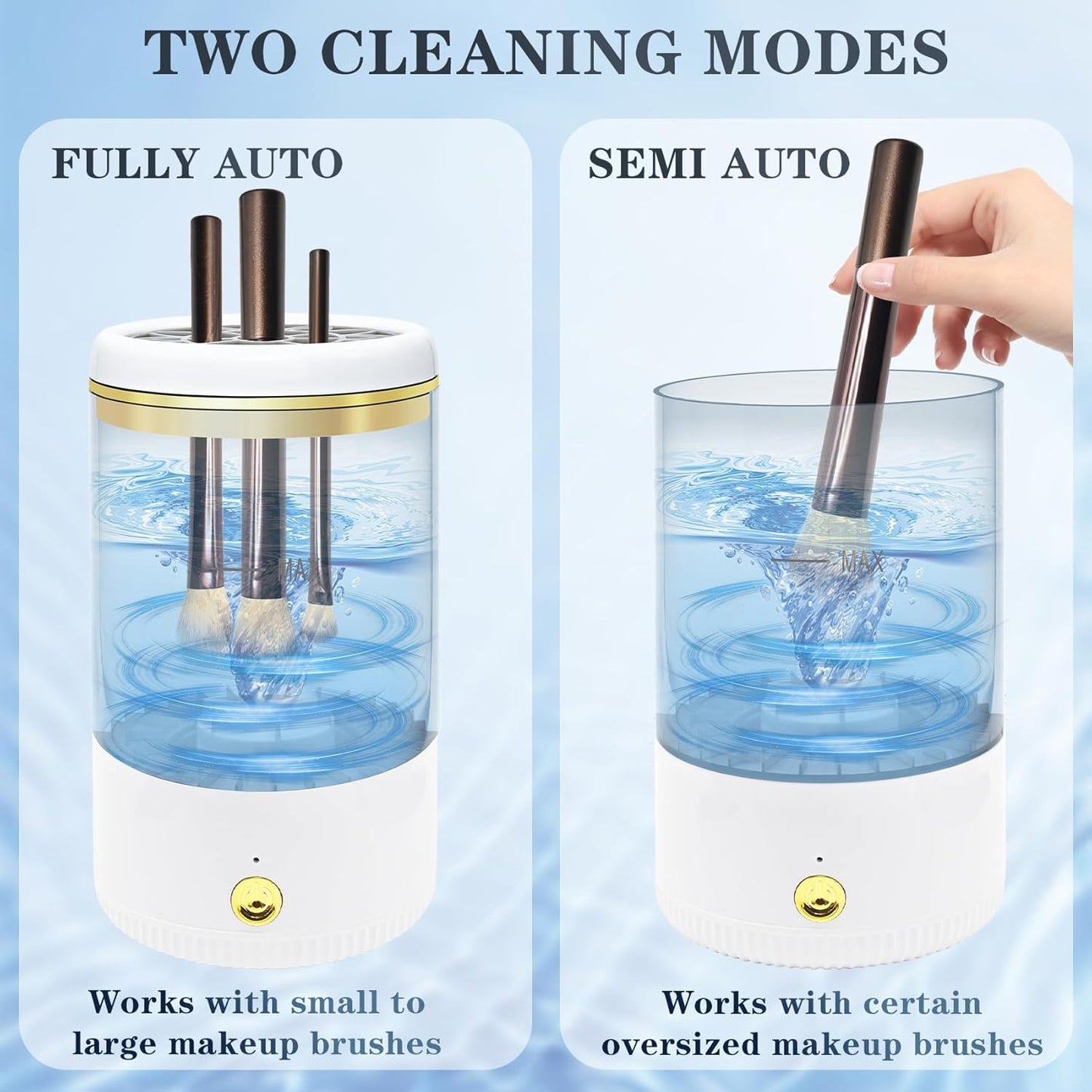 Makeup Brush Cleaner,Low noise and 8000 RPM Electric Makeup Brush Cleaner Machine for Deep Cleaning,Automatic Spinning Cosmetic Brush Cleaner for All Size Makeup Brushes and Sponges(White)