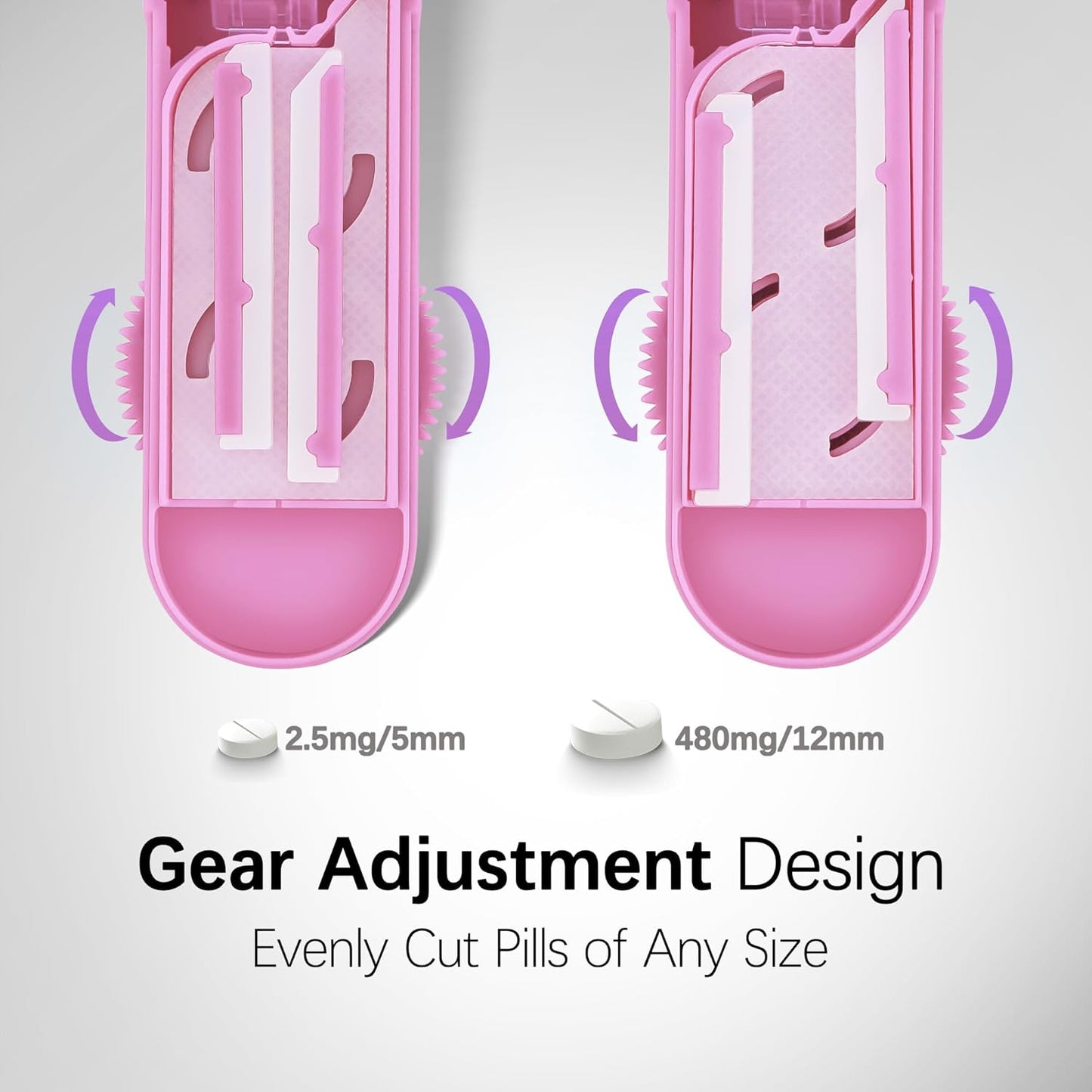 Pill Cutter Splitter for Small and Tiny Pills, Pill Cutter for Small or Large Pills, Pill Splitter for Multiple Pills at a Time with Centering Device and Stainless Steel Blade (Pink)