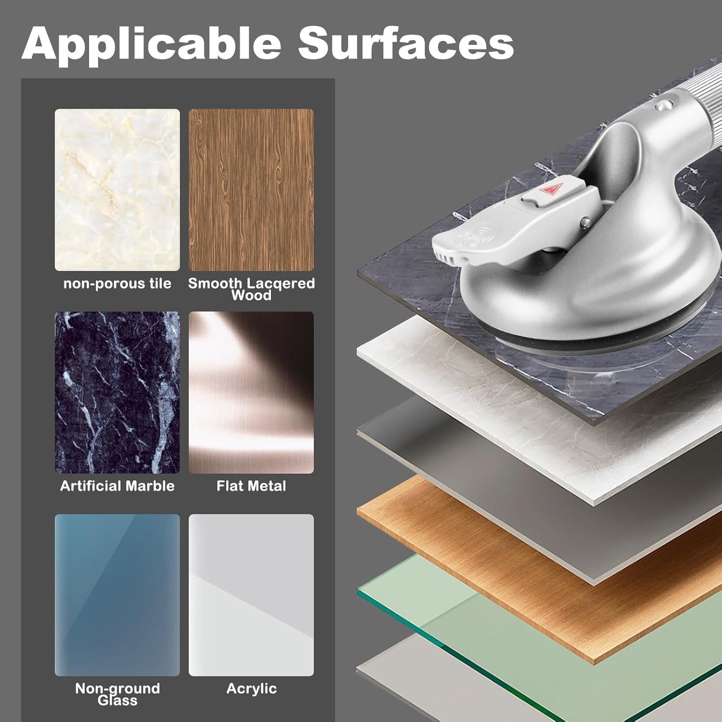 19-Inch Shower Handle - Upgraded Grab Bar with Strong Suction Cups for Bathtub & Shower Safety, Ideal for Seniors, Elderly, Disabled，Silver