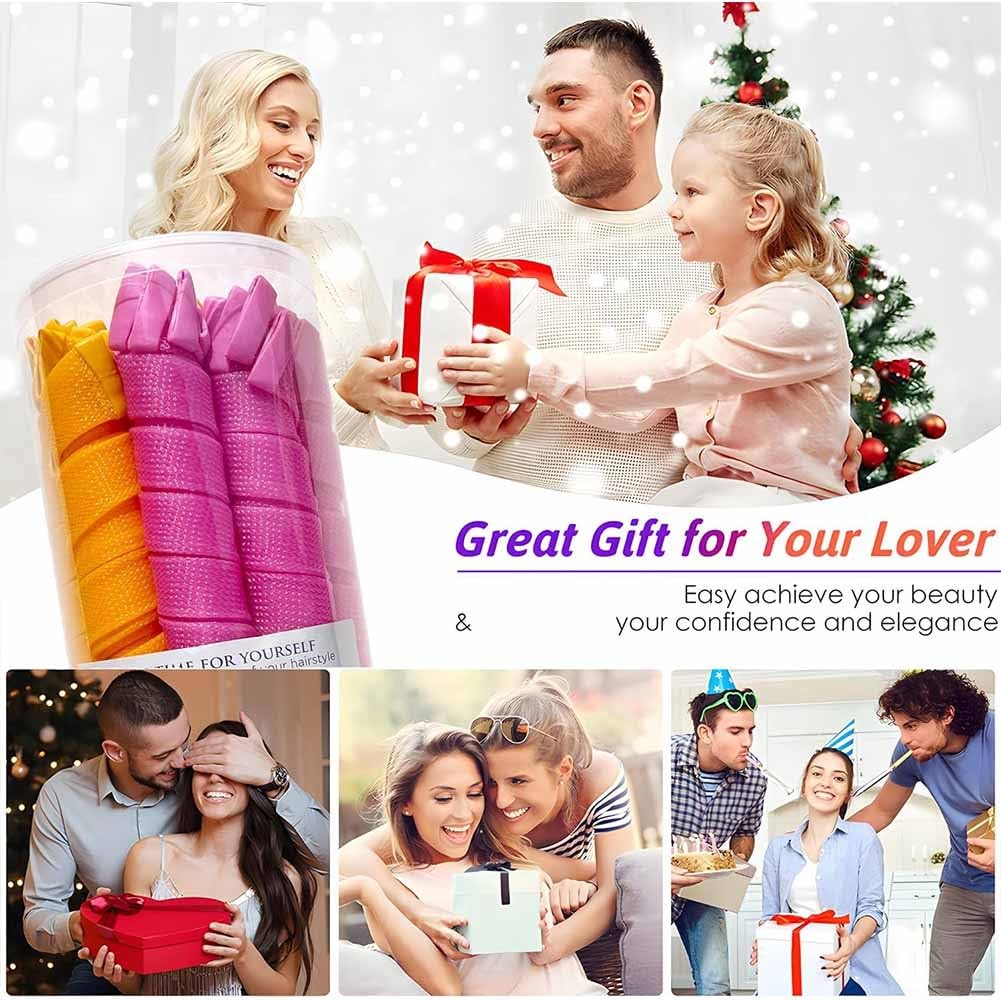 Heatless Hair Curling Set Magic No Heat Spiral Hair Curls Portable DIY Rollers Styling Kit Durable Beauty Makeup(30pcs*19.7in)