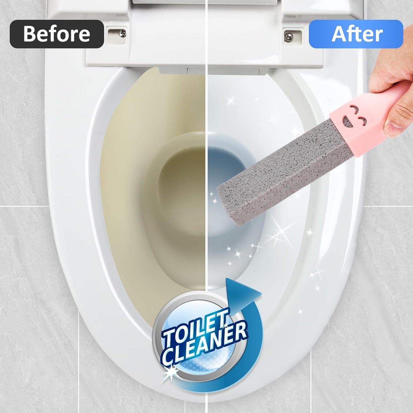 Navona 34 Pack Pumice Stone Scouring Sticks with 3 Universal Handles, Grey Pumice Stone for Cleaning Toilets, Bathrooms