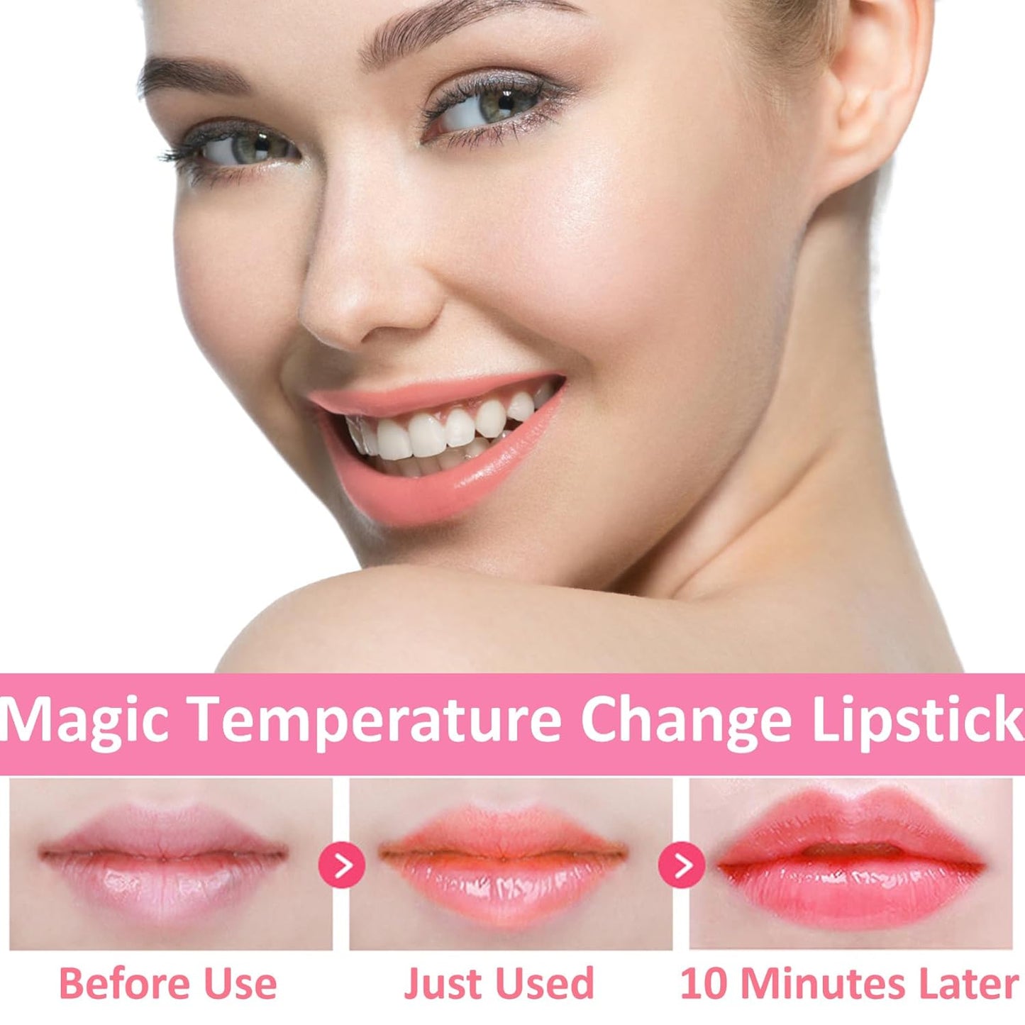 2 Pack Crystal Flower Jelly Lipstick,Magic Color Changing Lipstick,PH Clear Temperature Color Changing Lip Gloss,Lip Balm,Long Lasting Nourishing Moisturizing Lip Stick Set X02+03