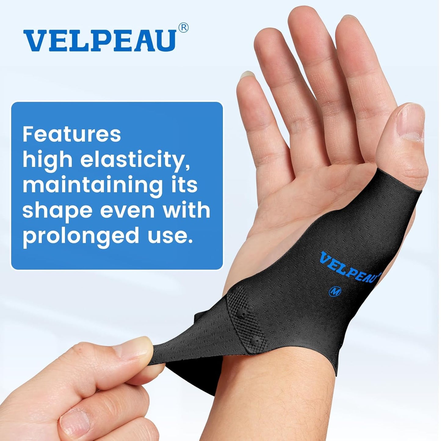Velpeau Thumb Compression Sleeve for Tendonitis (Pack of 2), Seamless Technology, Gloves Wraps for Arthritis Pain Relief for Women & Men, Splint Liner, Fits Both Hands (Black,Short Version, S)